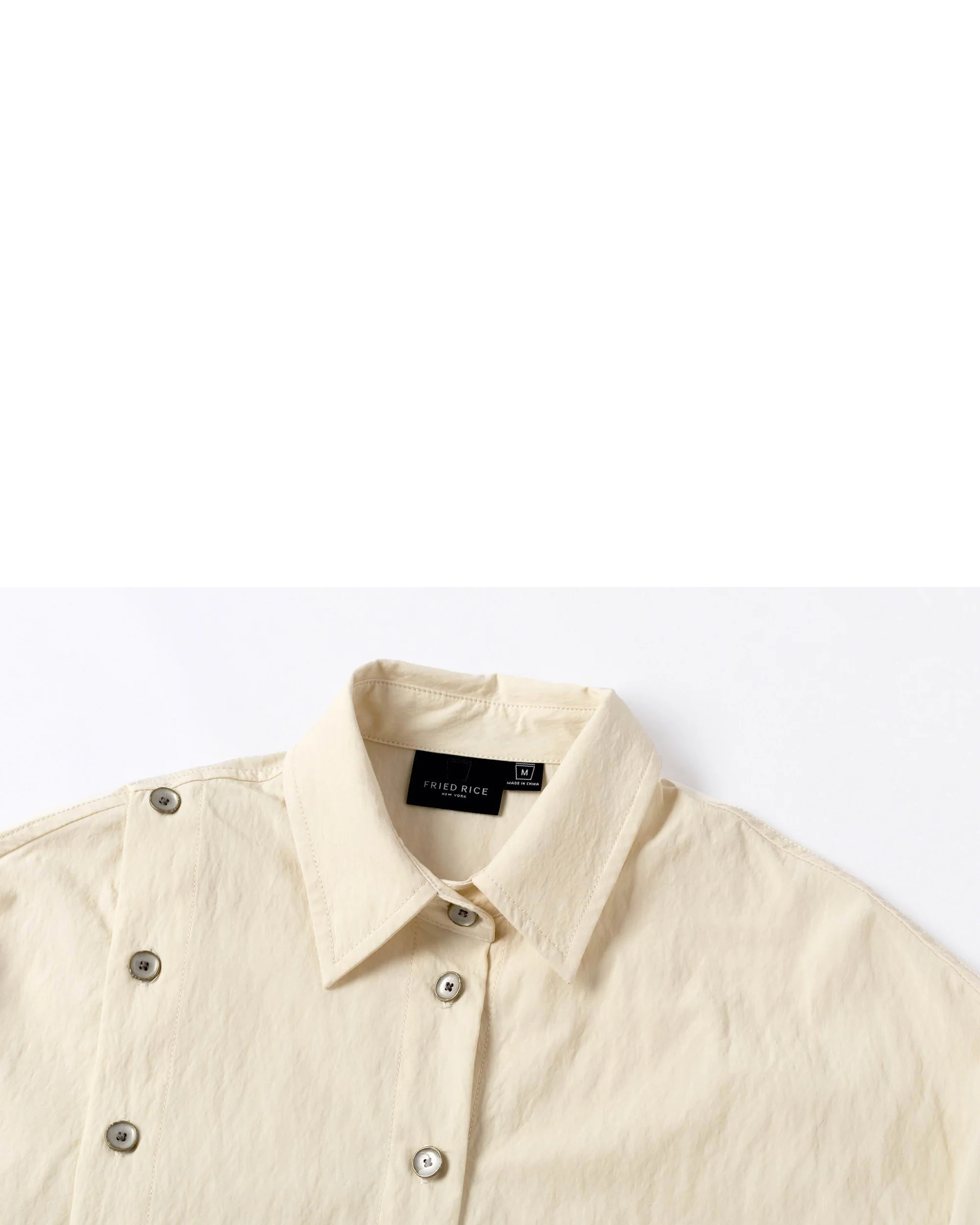 Asymmetrical Split Button Up - Creme - Image 10