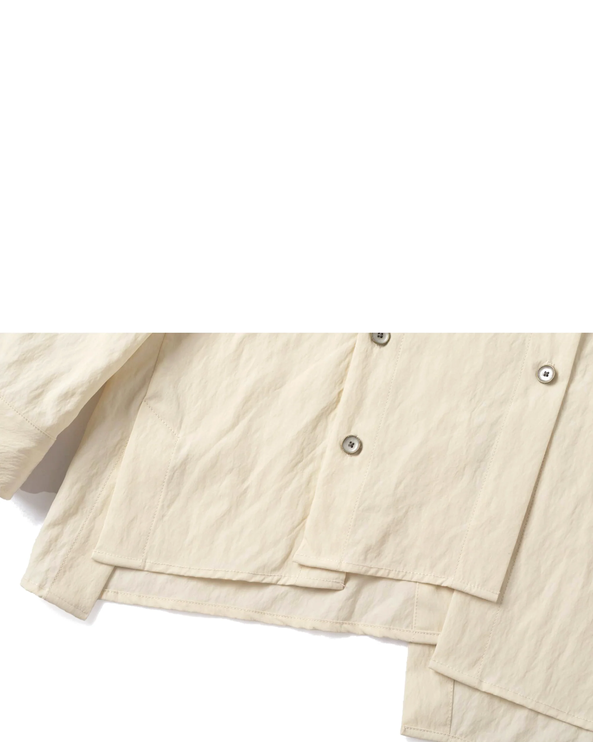 Asymmetrical Split Button Up - Creme - Image 11