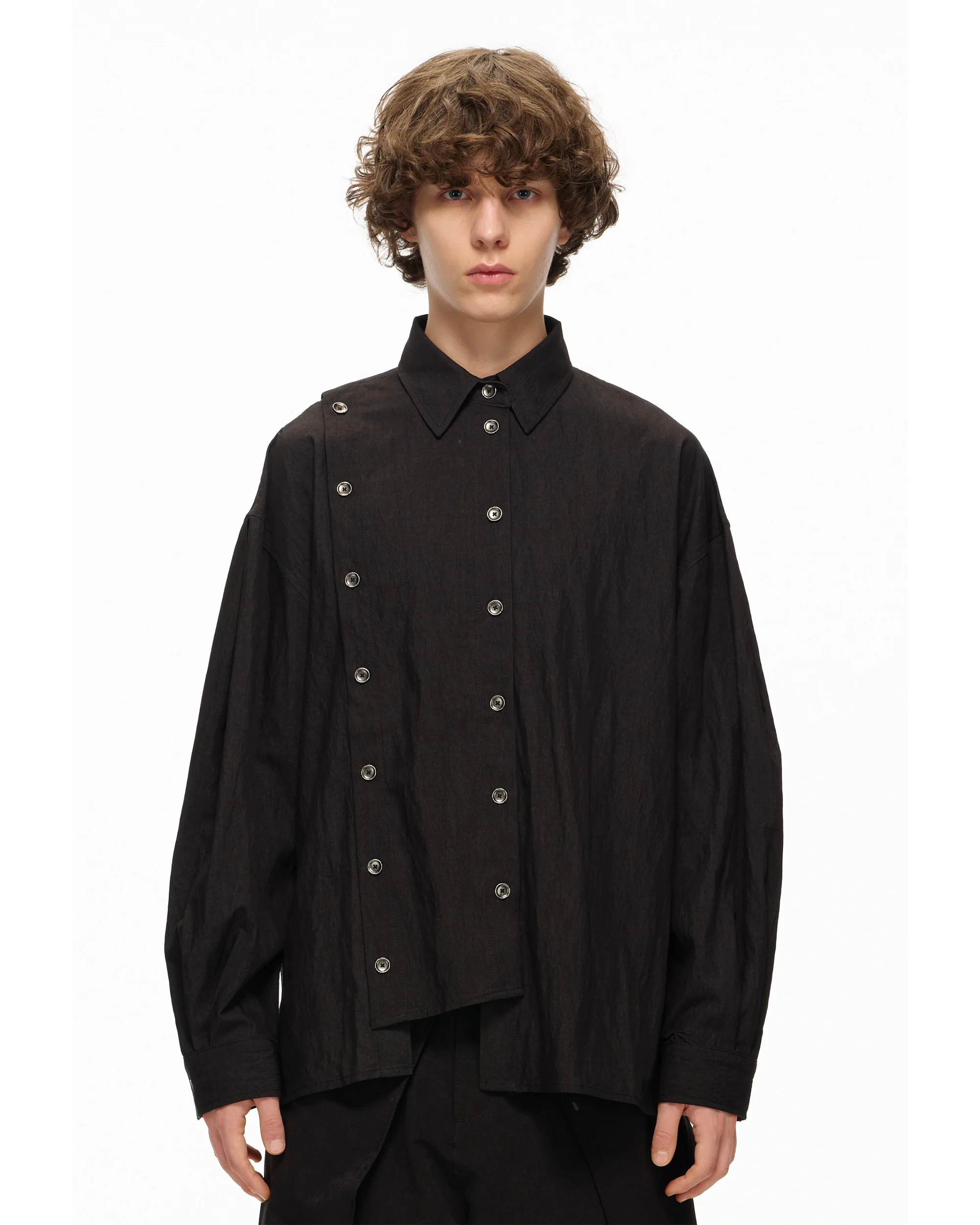 Asymmetrical Split Button Up - Midnight - Image 3