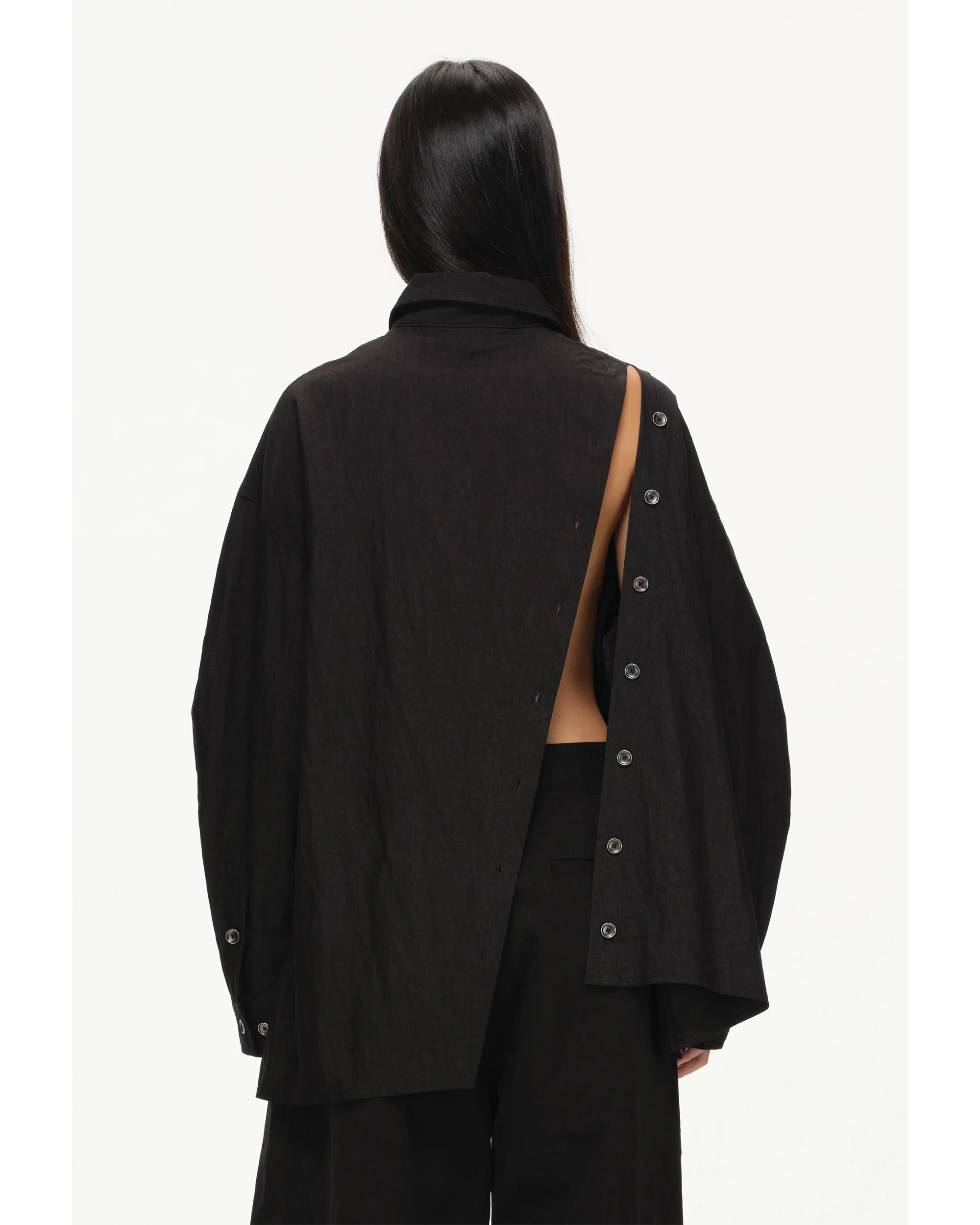 Asymmetrical Split Button Up - Midnight - Image 4