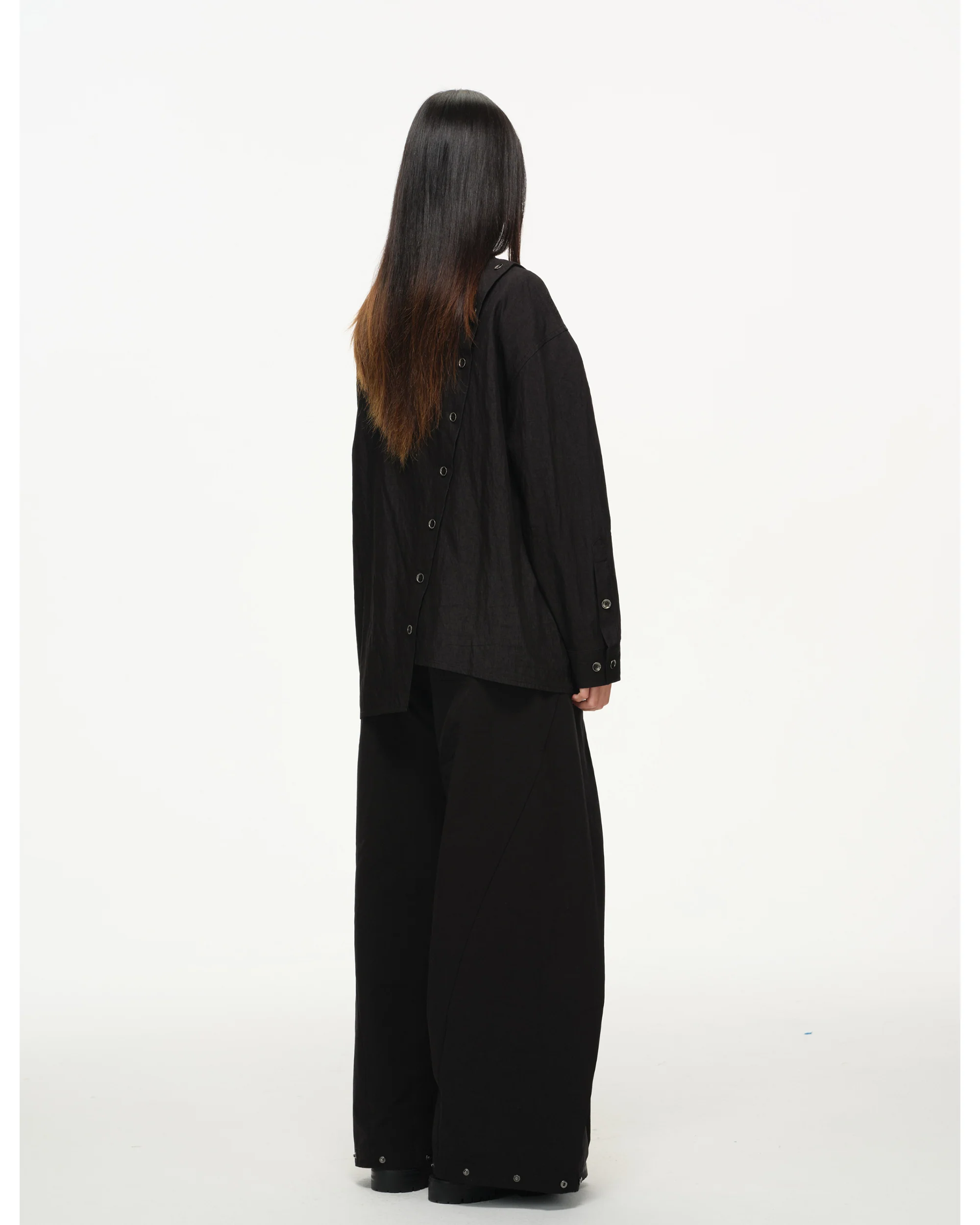 Asymmetrical Split Button Up - Midnight - Image 5