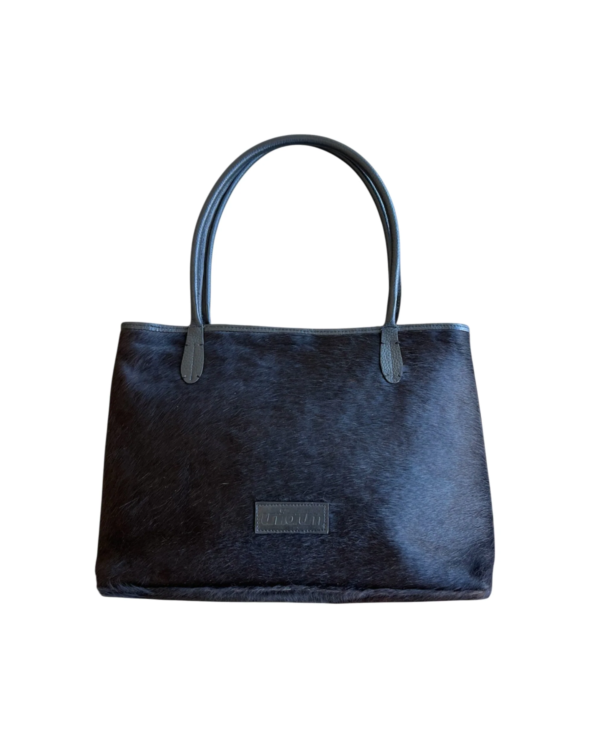 Authentic Cowhide Tote Bag - Black