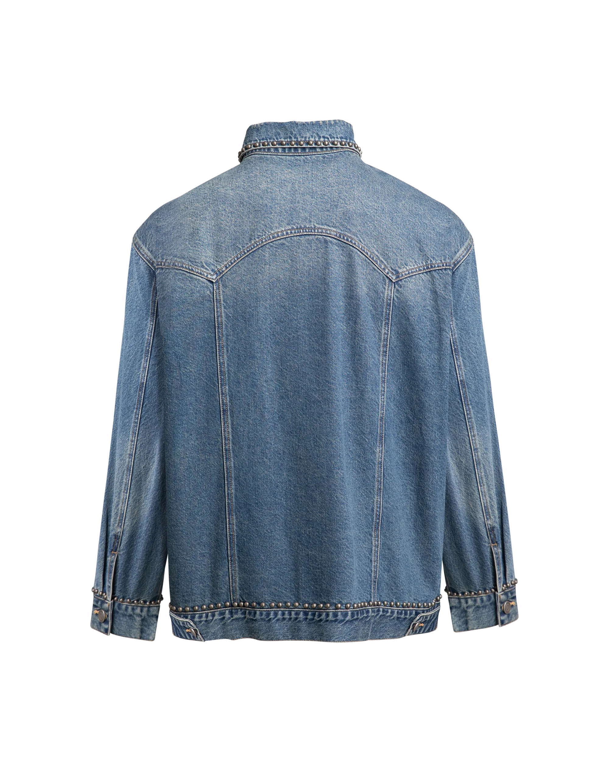 Azar Studded Denim Trucker Jacket - Image 3