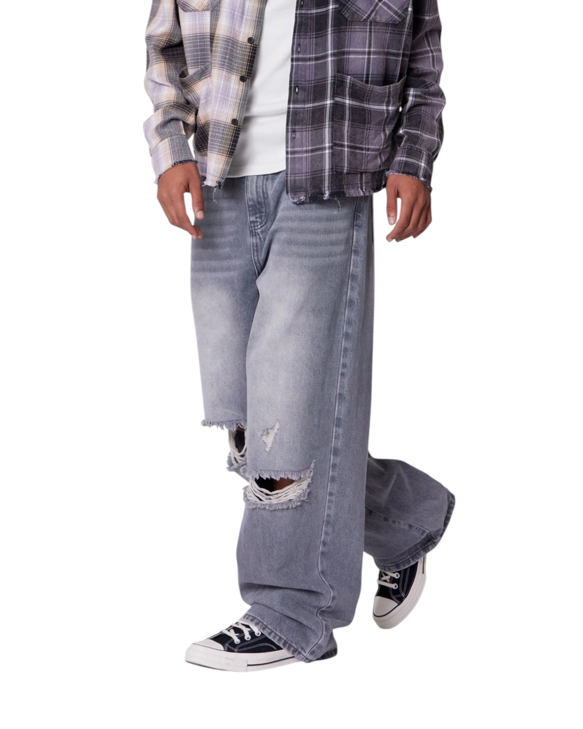 Baggy Blowout Denim - Washed Grey - Image 4