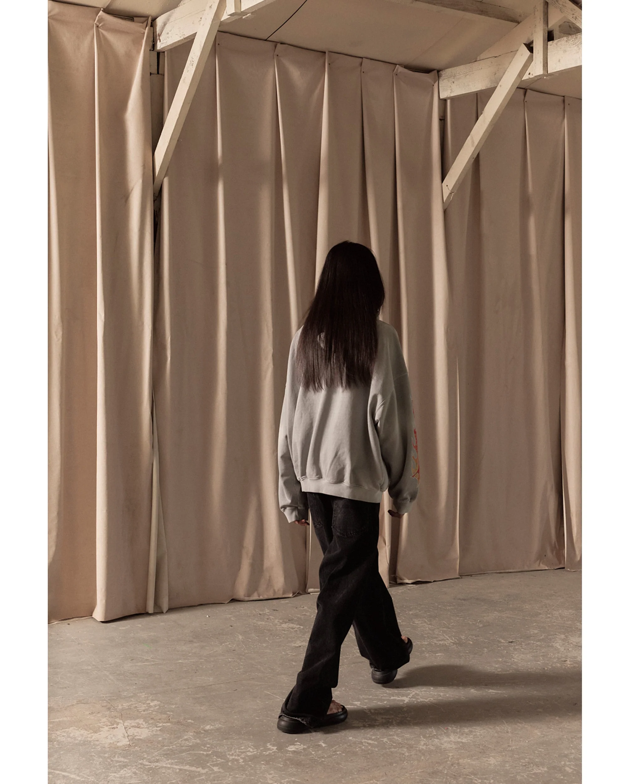BAGGY DENIM PANTS / BLACK - Image 6