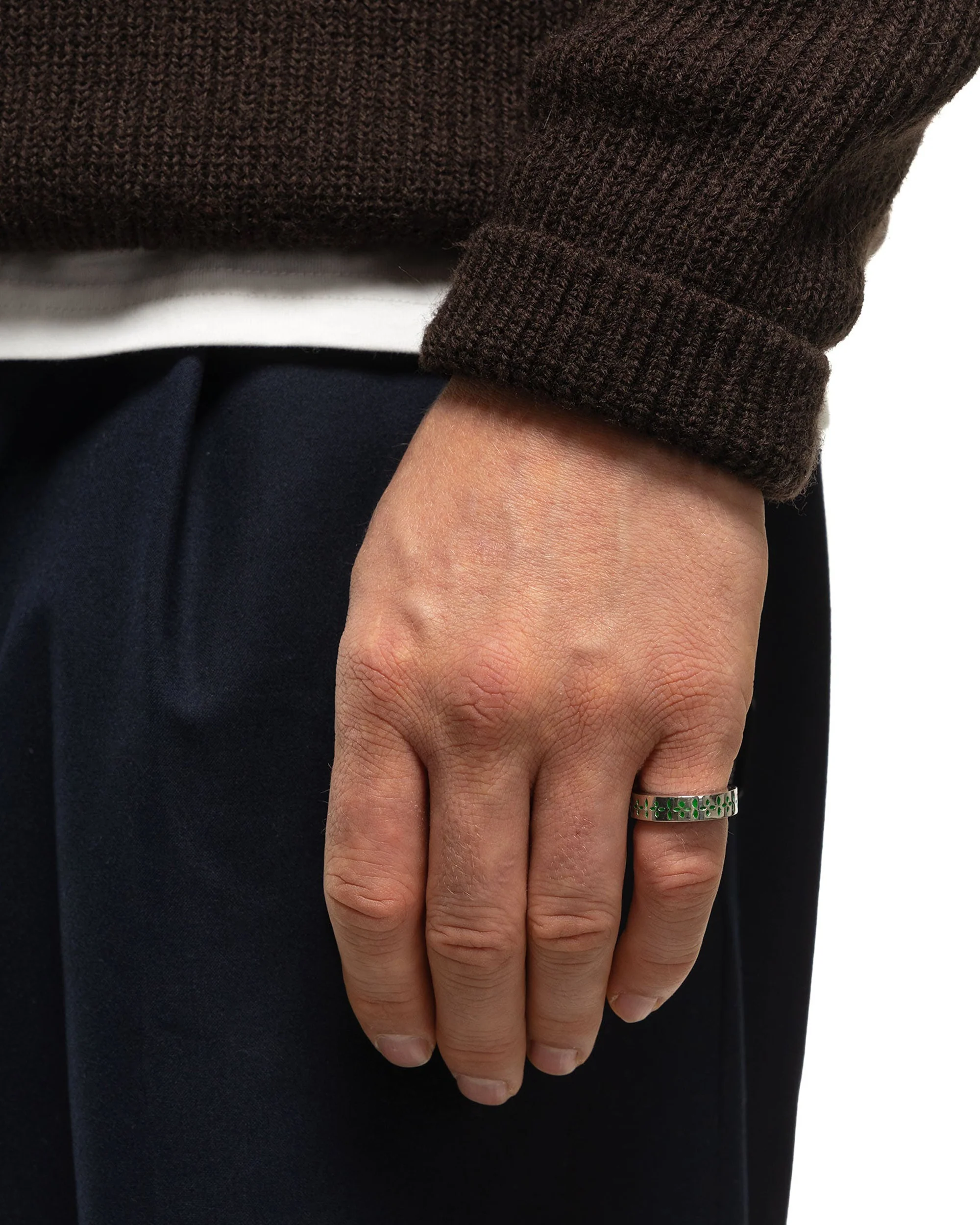 Bandana Ring (Silver 925/Green Enamel) - Image 3