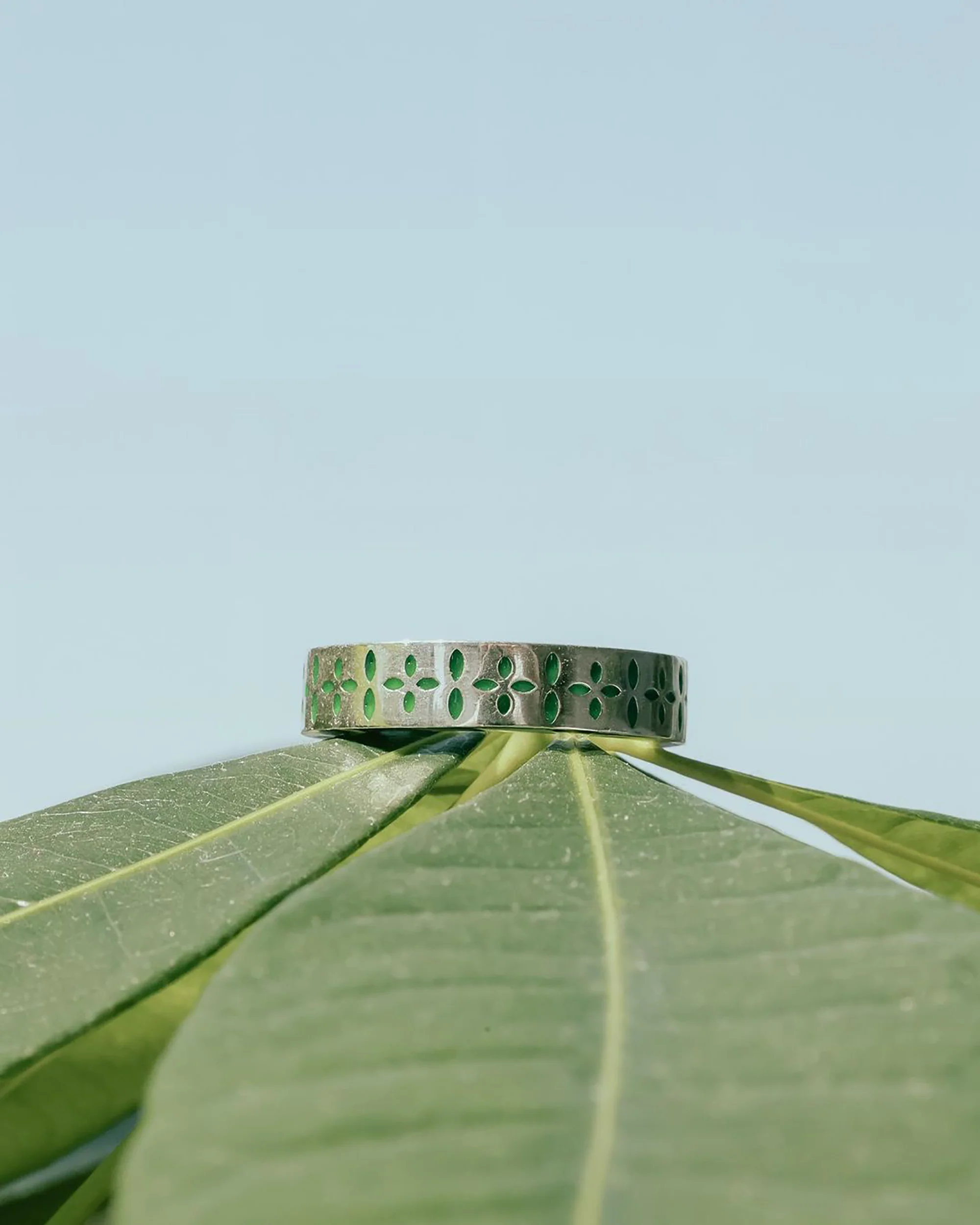 Bandana Ring (Silver 925/Green Enamel) - Image 4