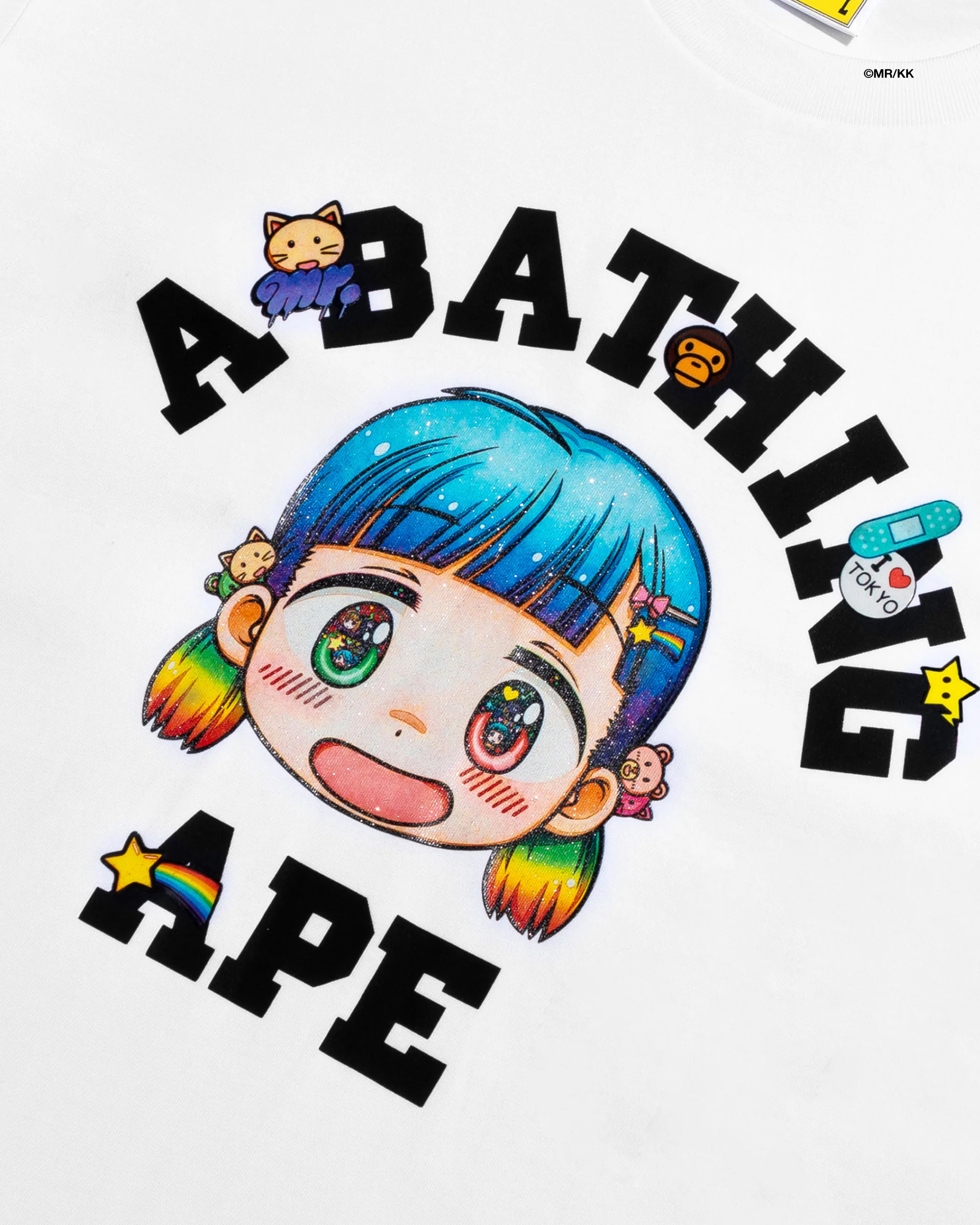 BAPE X Mr. COLLEGE TEE - WHITE - Image 3
