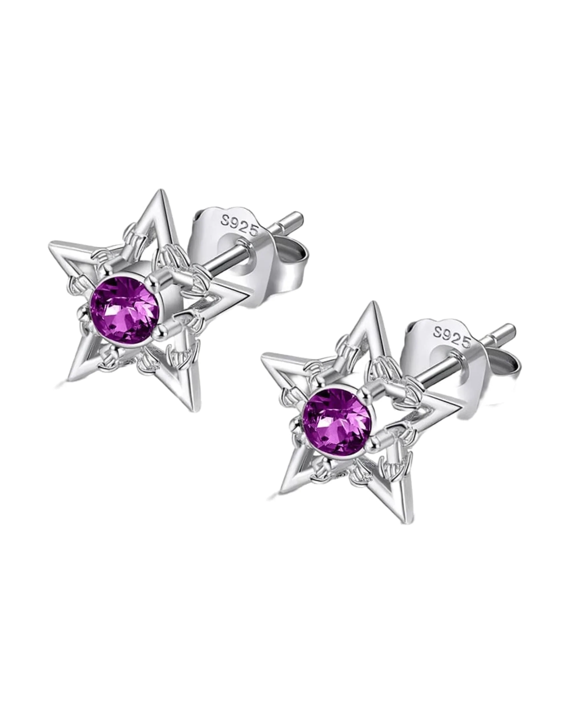BARBWIRE STAR EARRINGS - AMETHYST