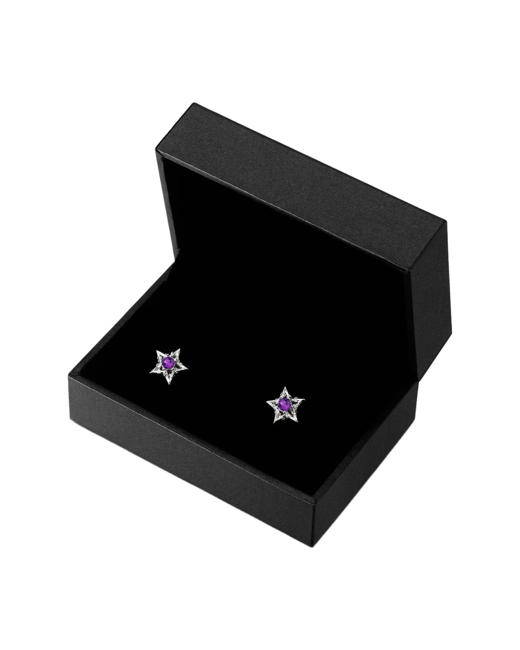 BARBWIRE STAR EARRINGS - AMETHYST - Image 2