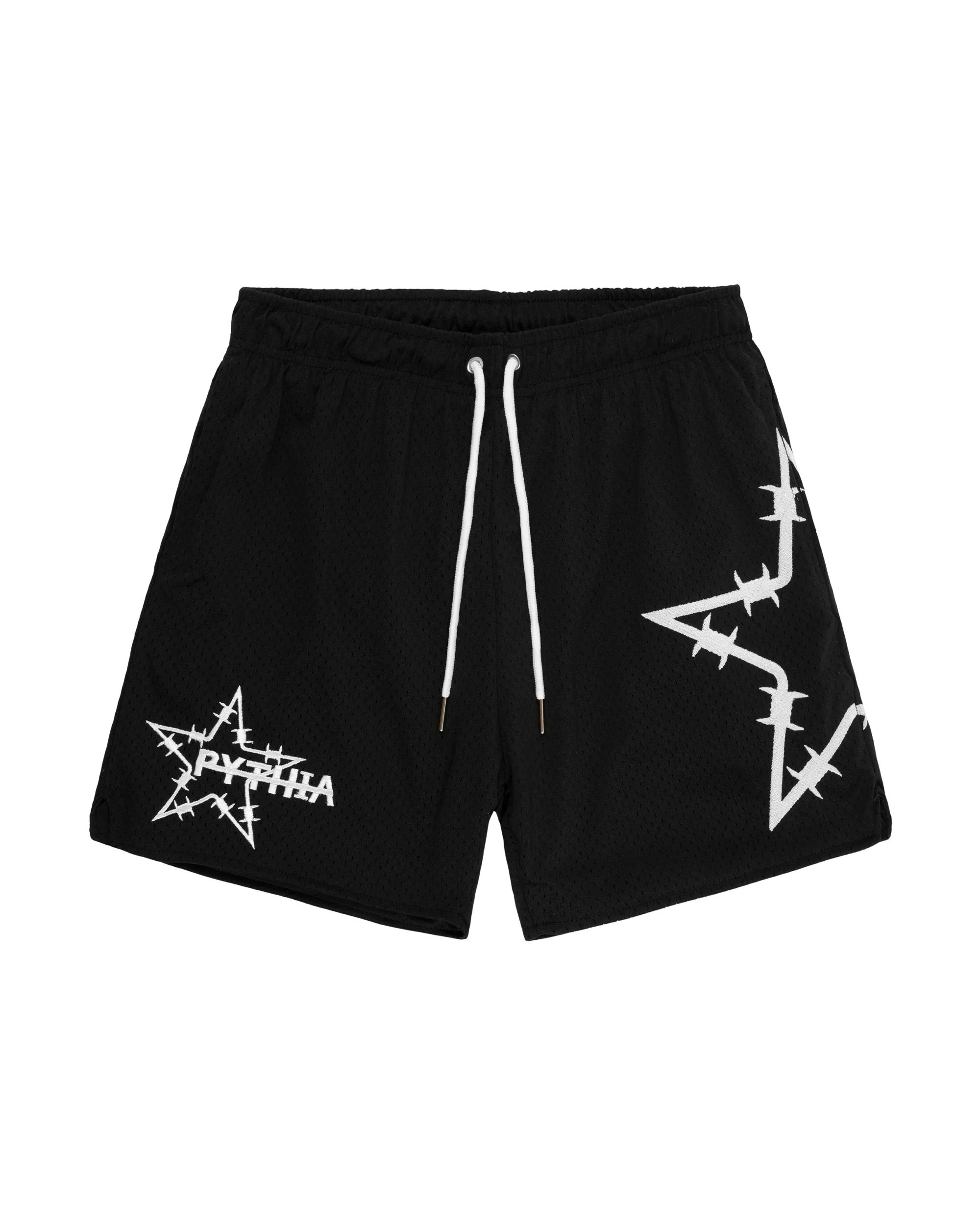 BARBWIRE STAR MESH SHORTS - BLACK