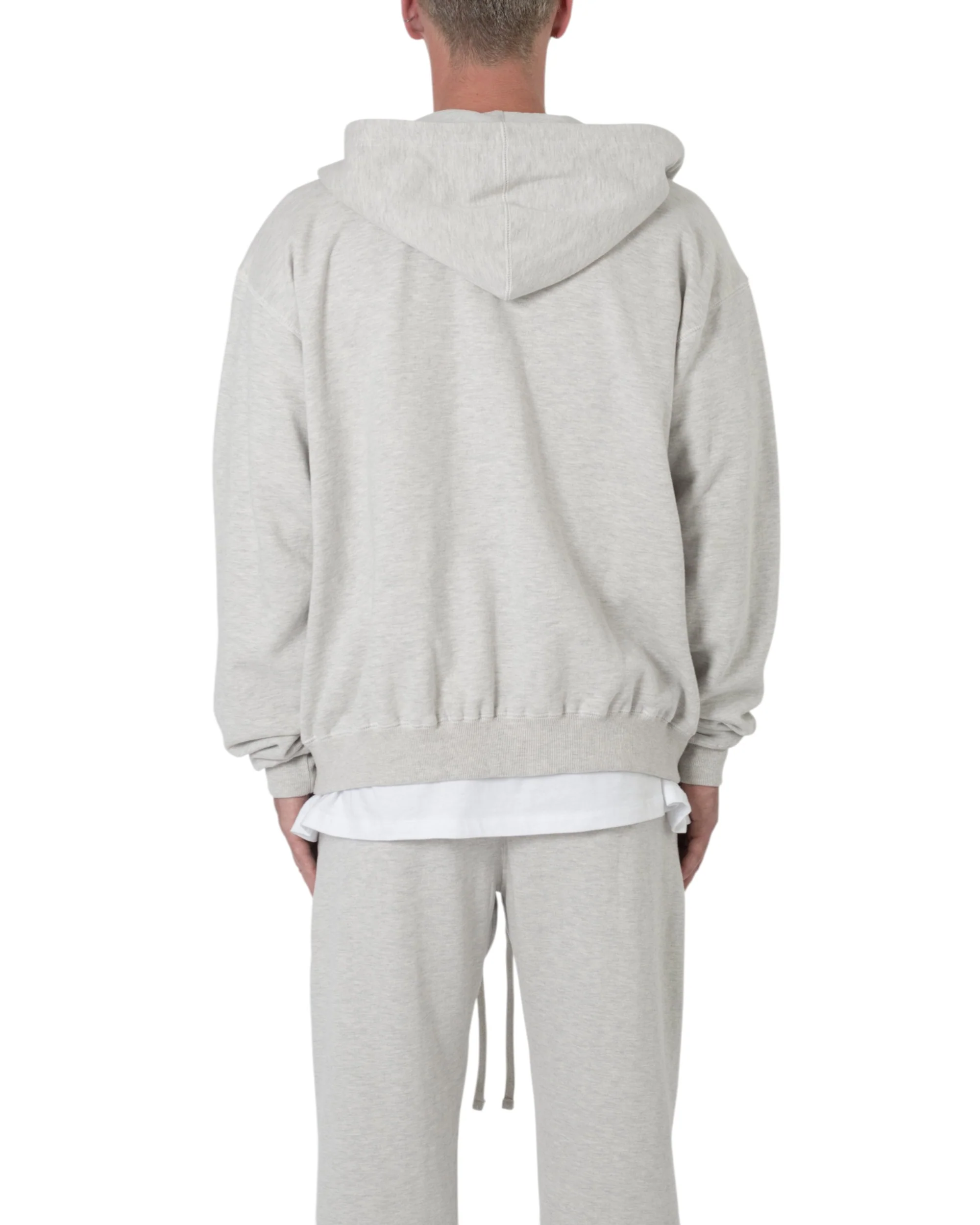 Basic Zip Up Hoodie - Grey - Image 3