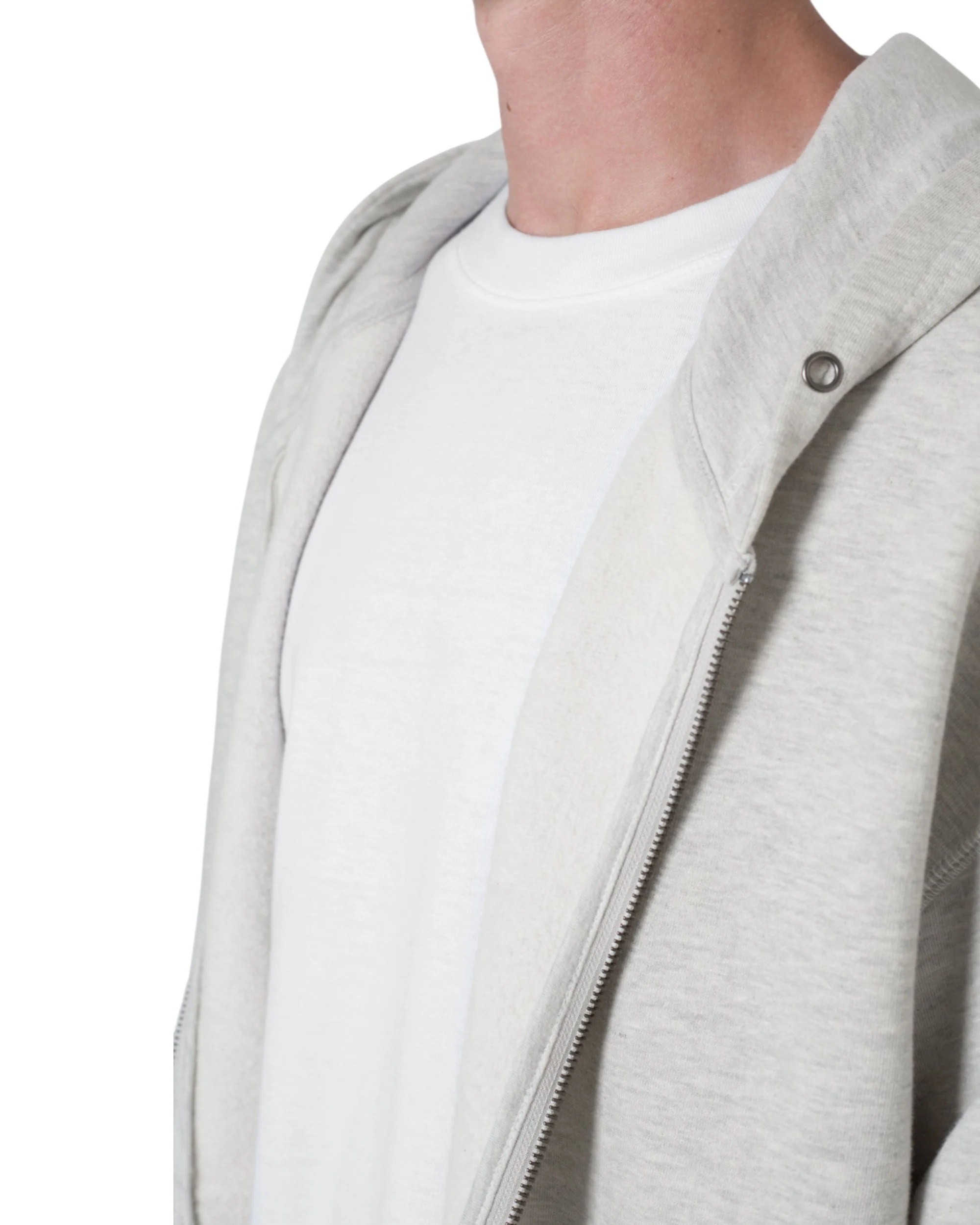 Basic Zip Up Hoodie - Grey - Image 7