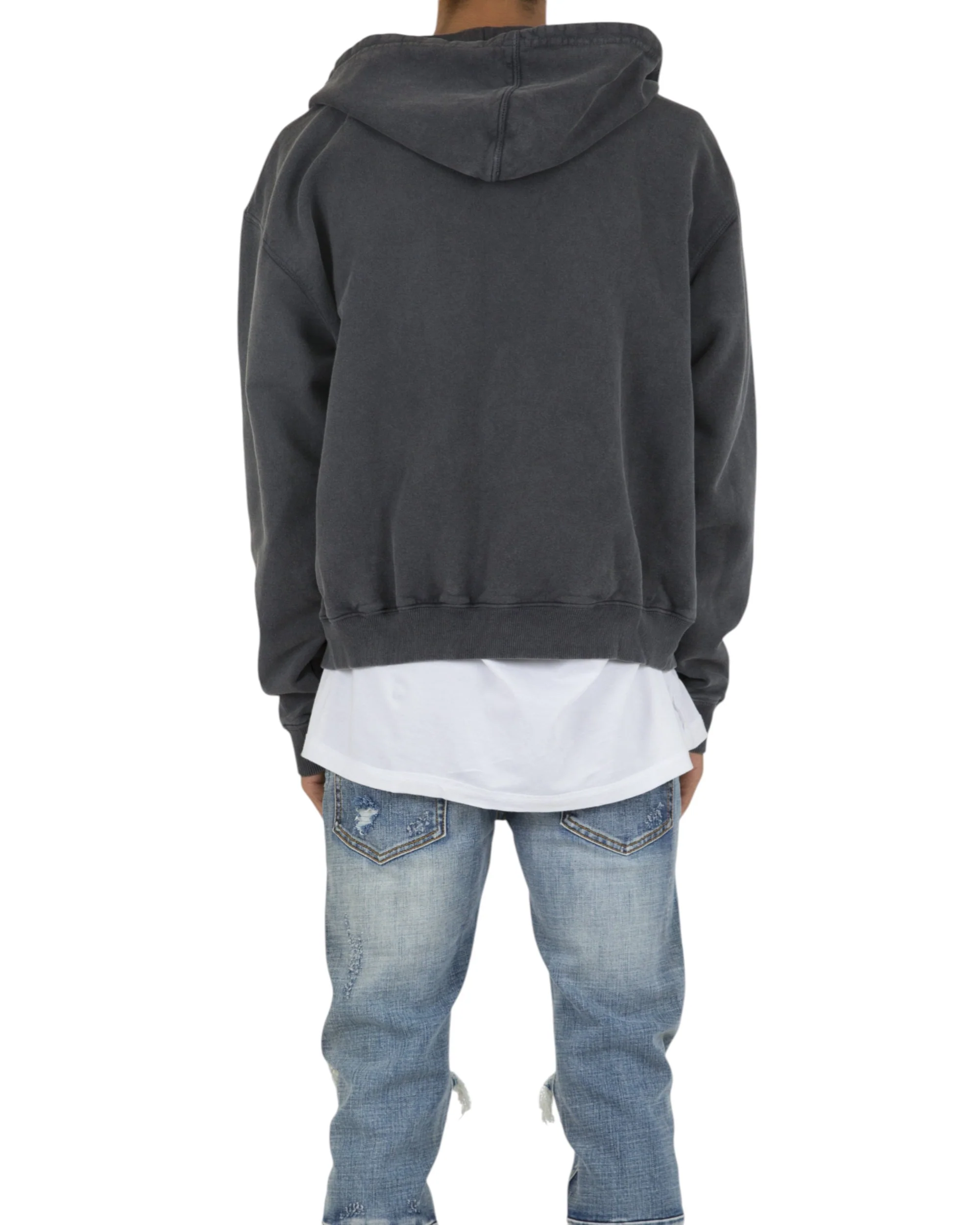 Basic Zip Up Hoodie - Vintage Black - Image 3