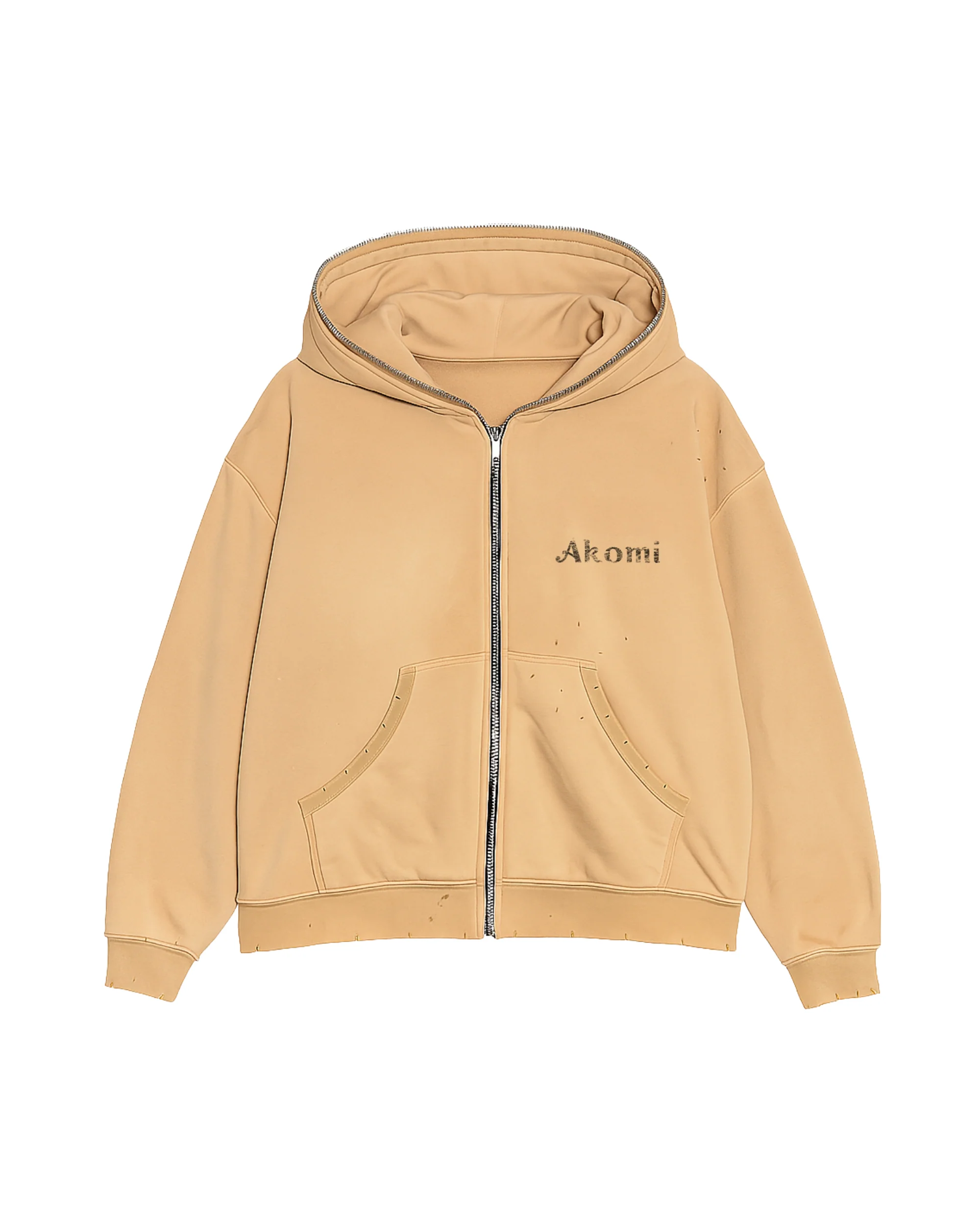 BEIGE "LODJA" DISTRESSED HOODIE