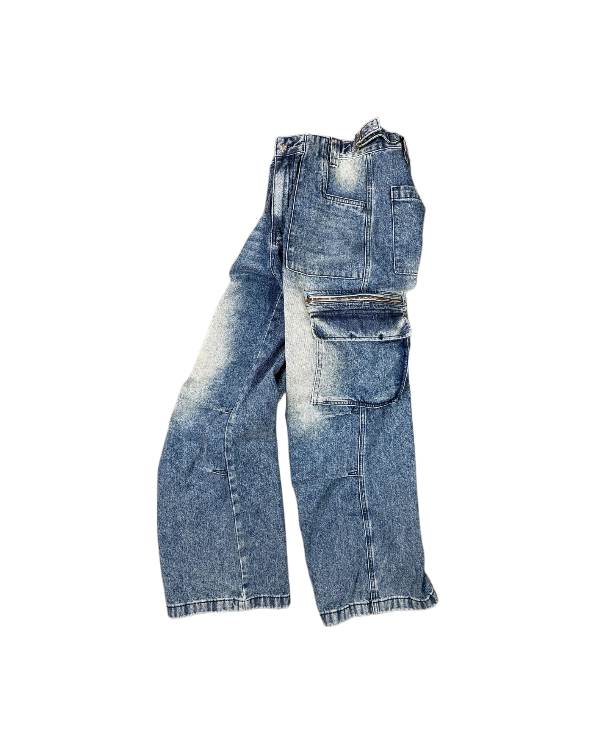 BELTED CARGO POCKET DENIM - MEDIUM BLUE - Image 2