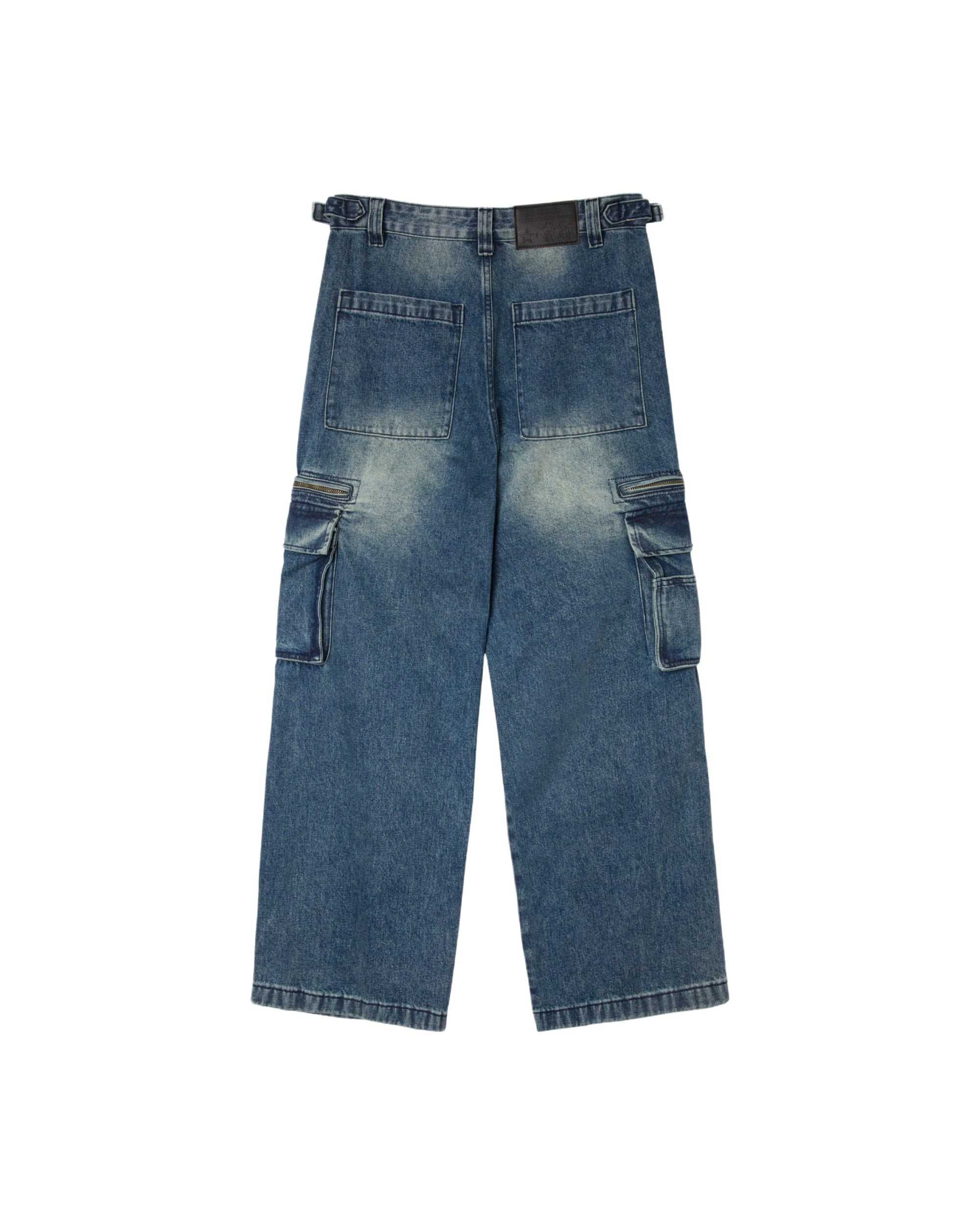 BELTED CARGO POCKET DENIM - MEDIUM BLUE - Image 7