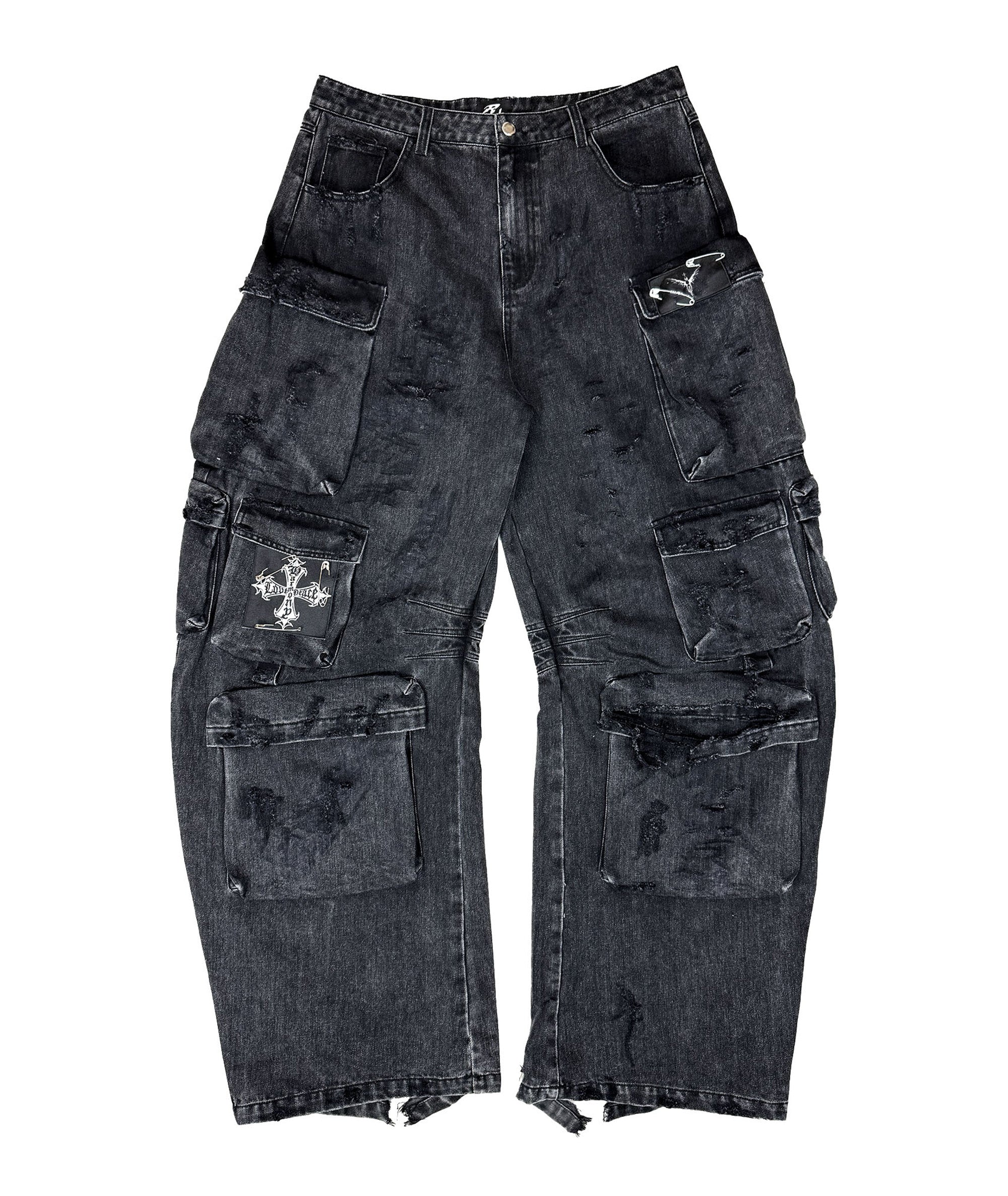 BLACK CARGO BIKER PANTS | UNISEX - Image 12