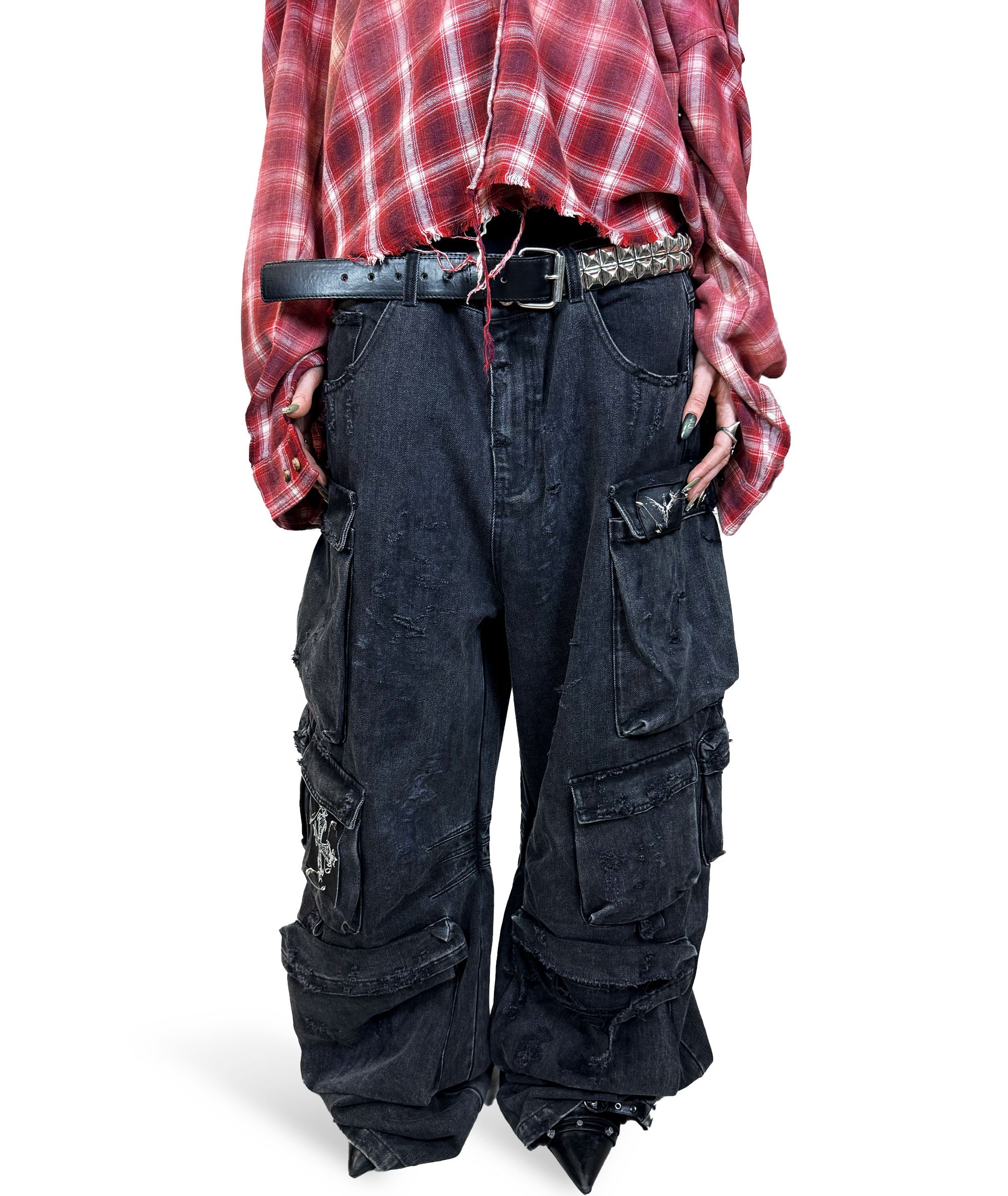BLACK CARGO BIKER PANTS | UNISEX - Image 21