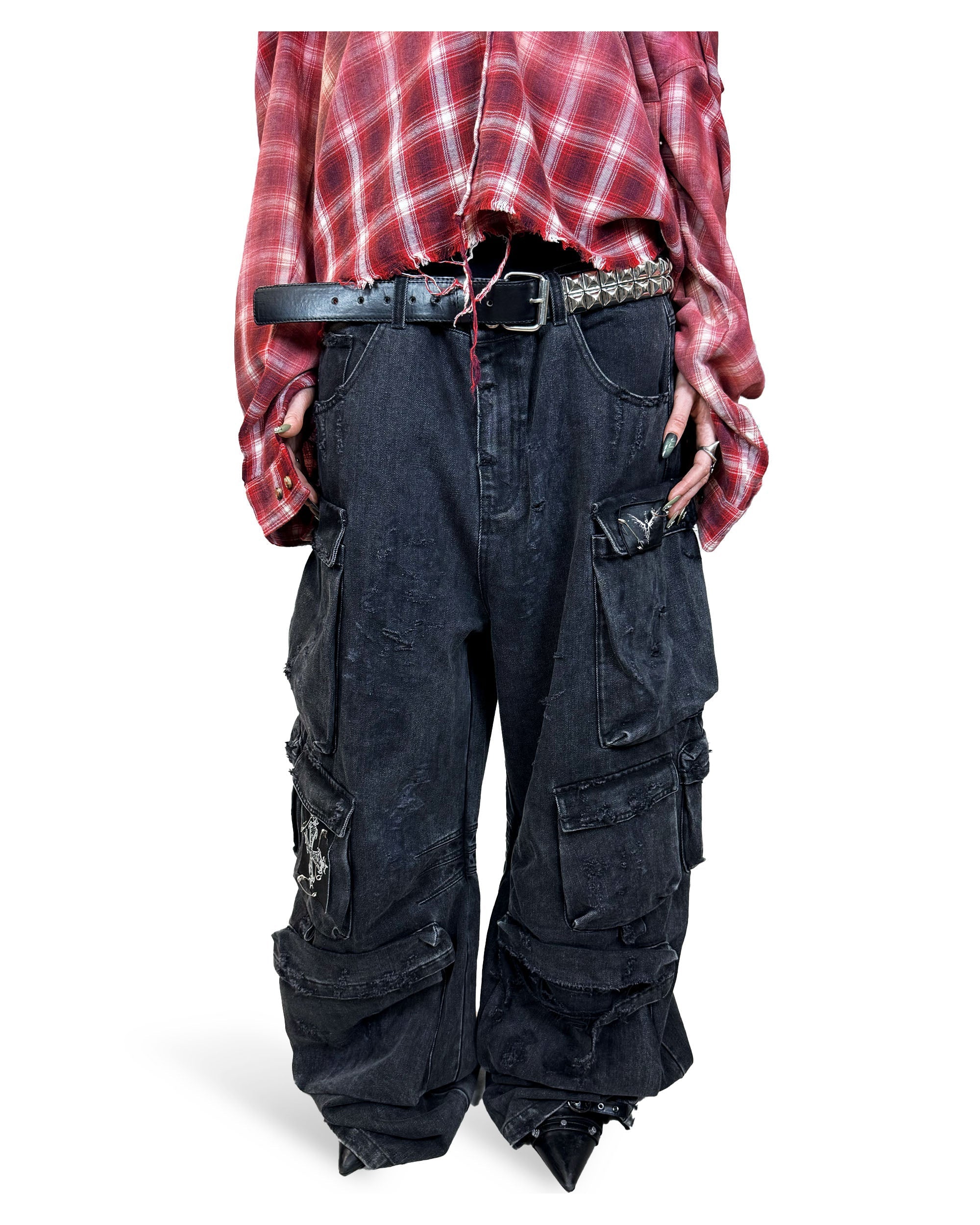 BLACK CARGO BIKER PANTS | UNISEX - Image 8