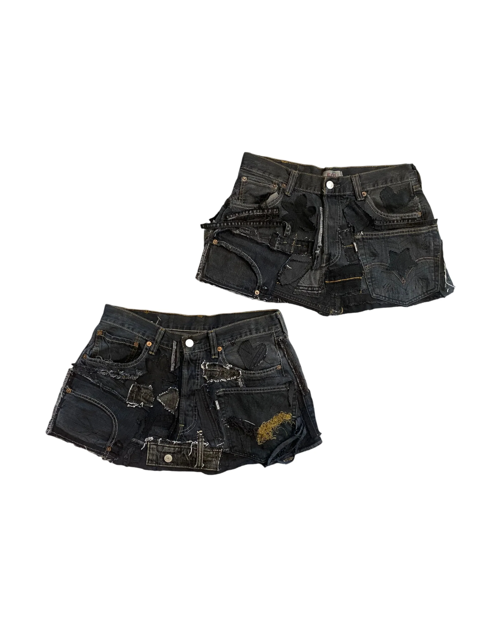 Black Denim Detail Patchwork Skirt/*Random Selection