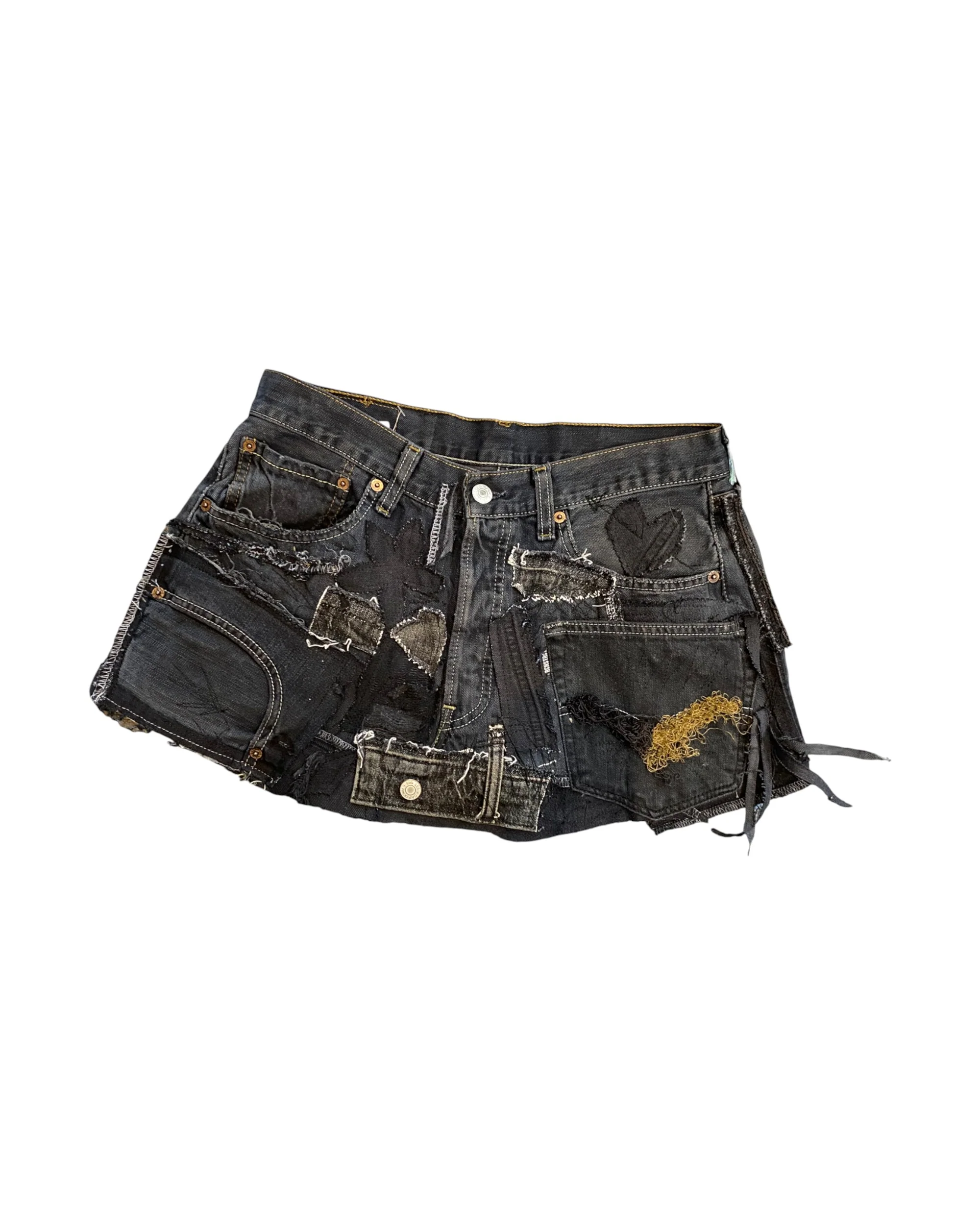 Black Denim Detail Patchwork Skirt/*Random Selection - Image 2