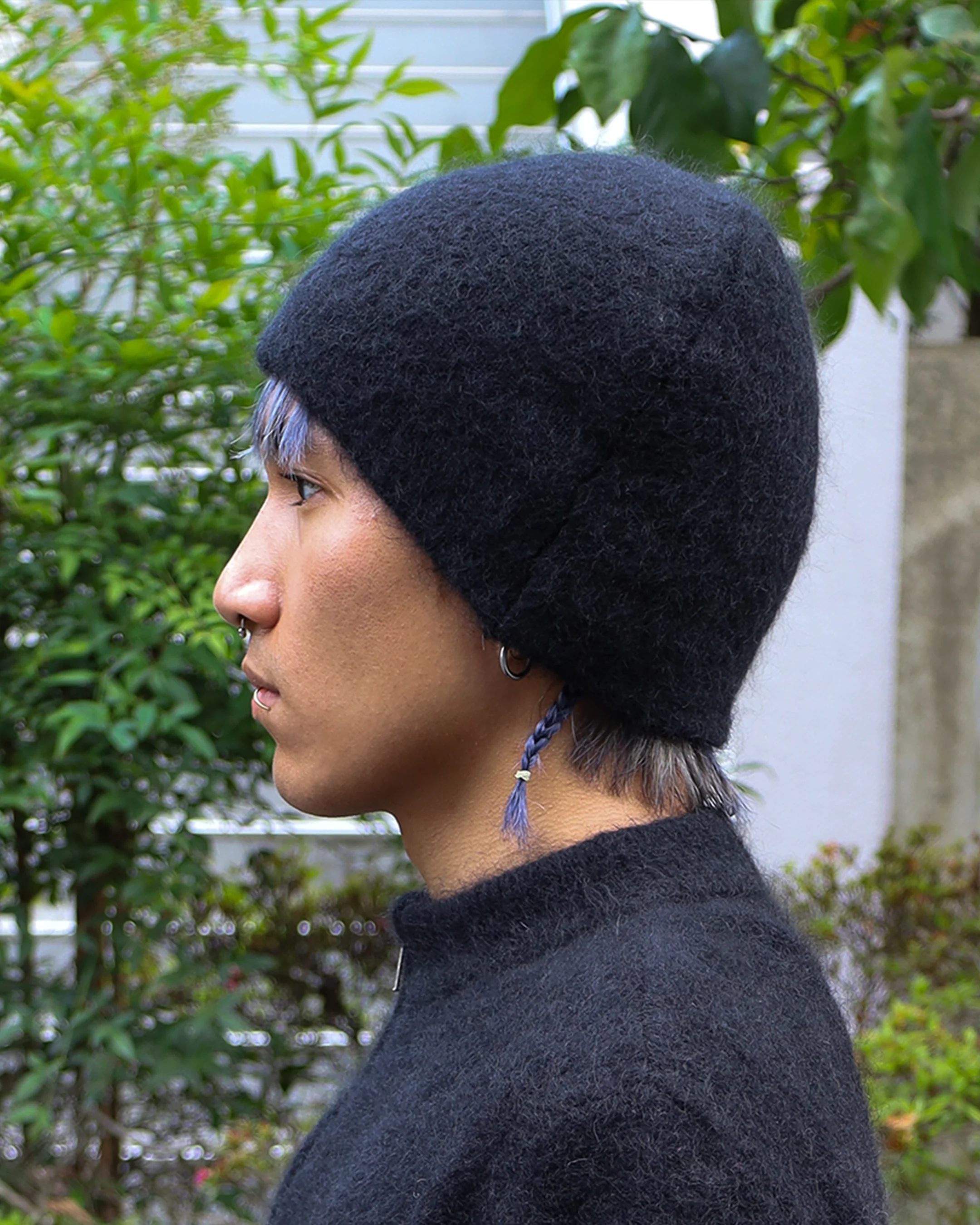 Black Mohair Knit Beanie - Image 2