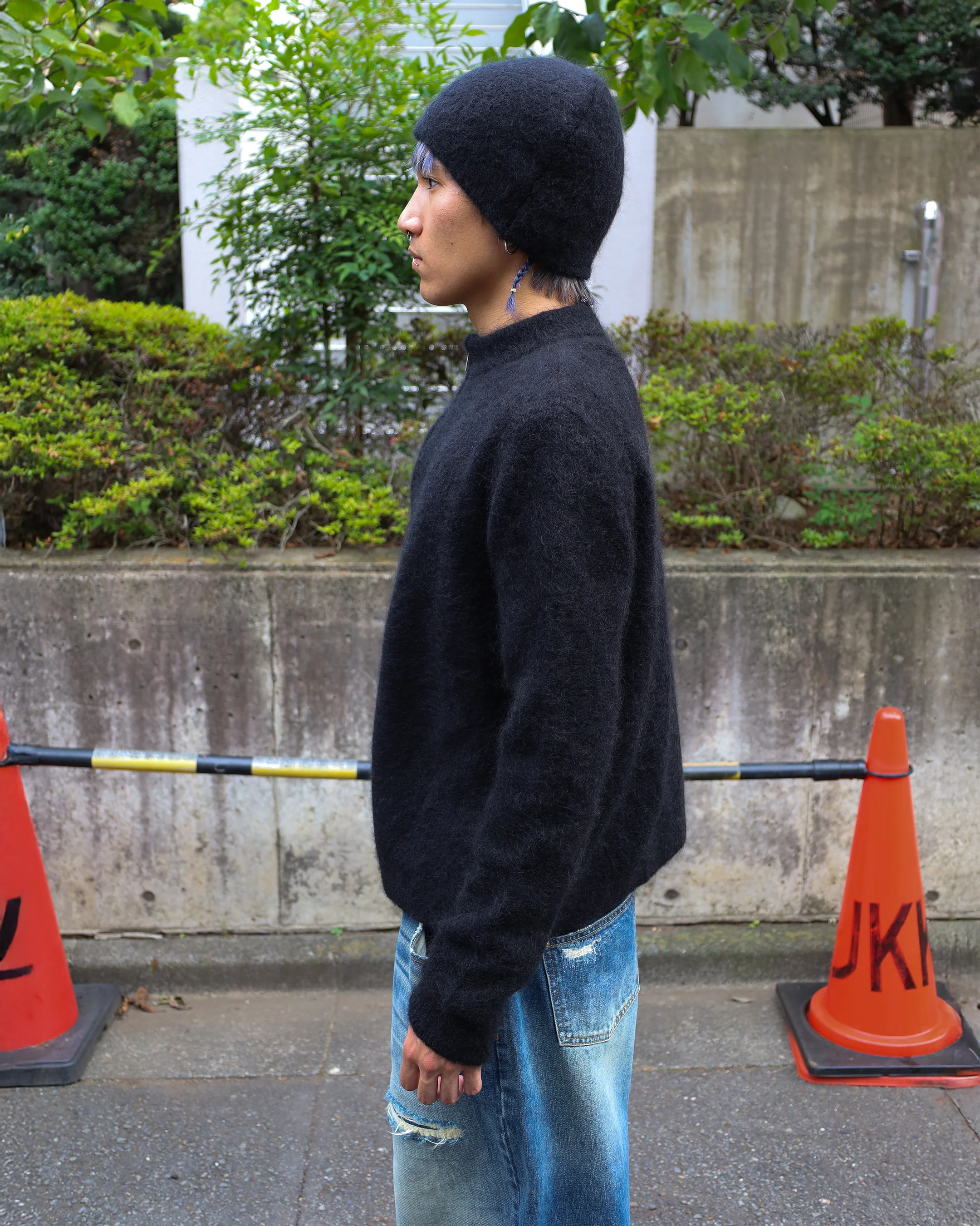 Black Mohair Knit Beanie - Image 4