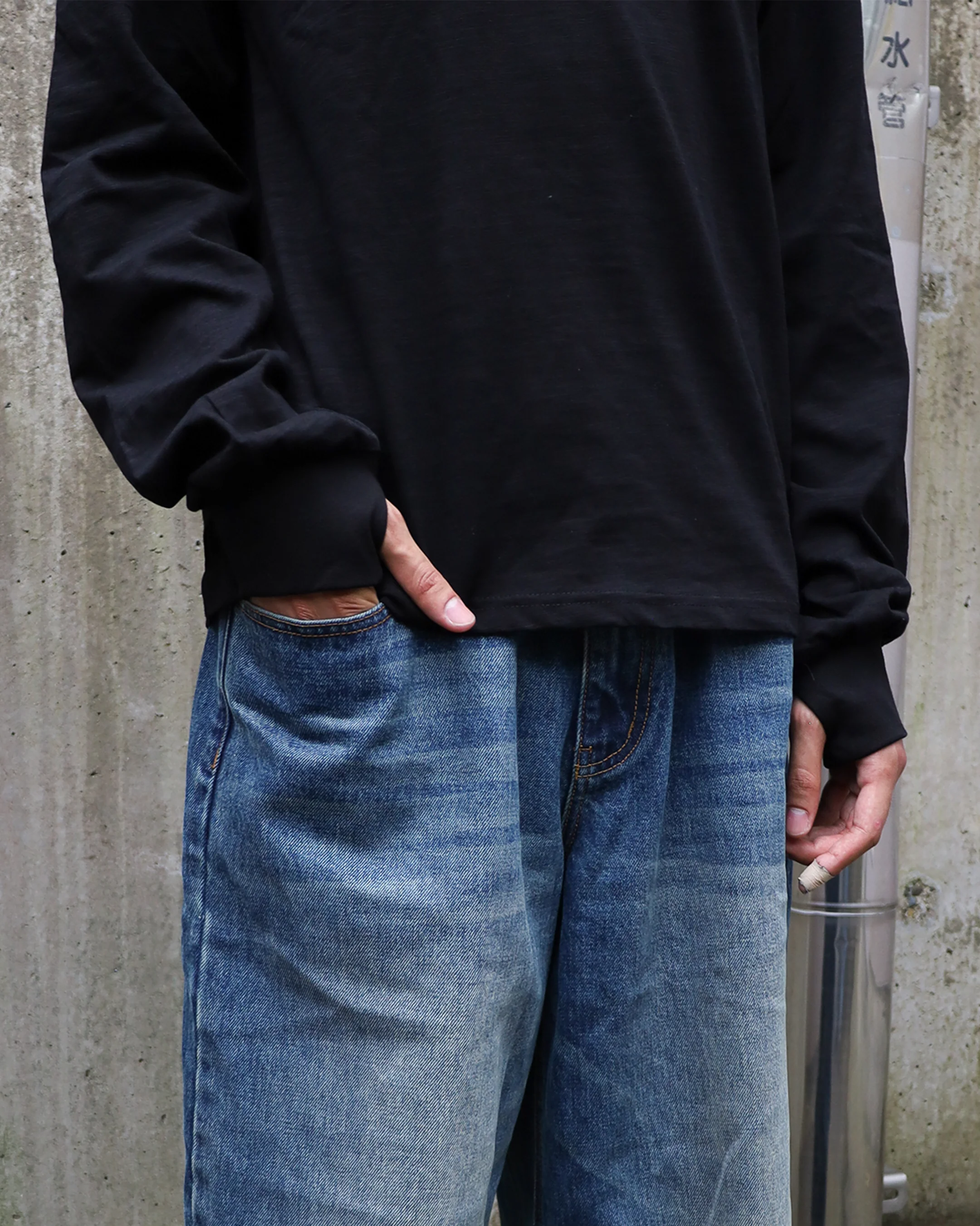 Black Slub Cotton Long-Sleeve - Image 6