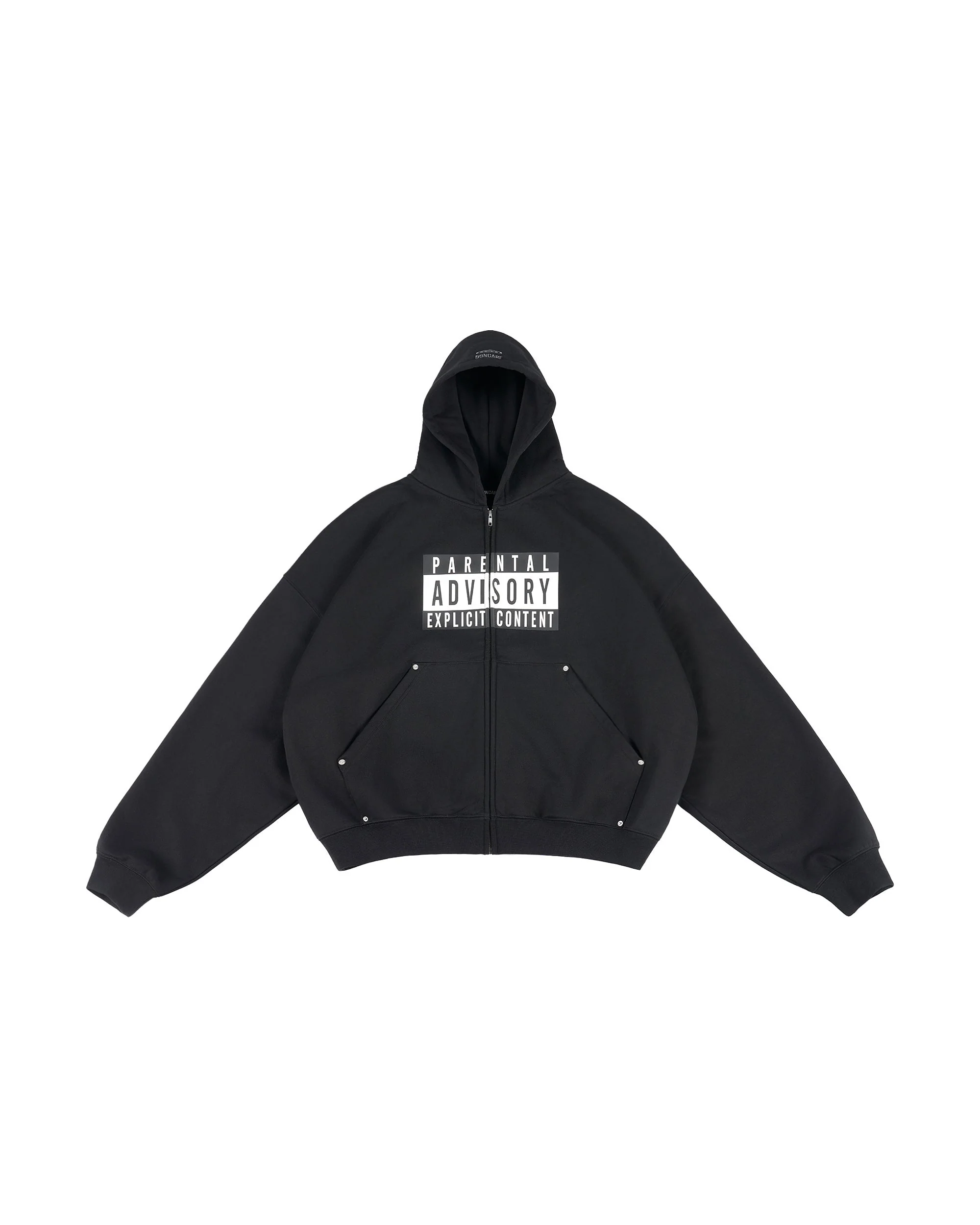 BLACK ZIP-UP HOODIE - Image 12