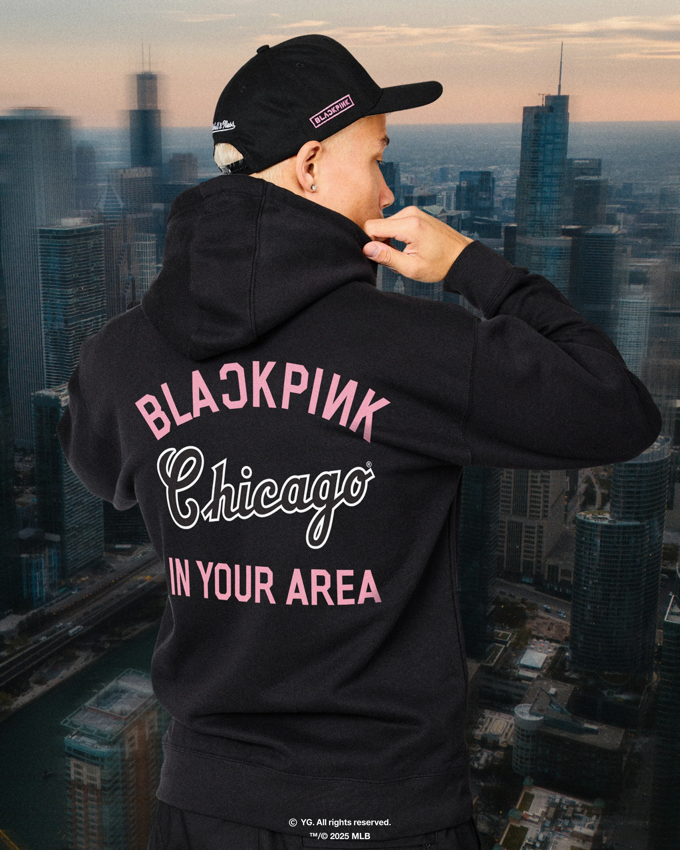 M&N X BLACKPINK WHITE SOX HOODIE - BLACK - Image 4