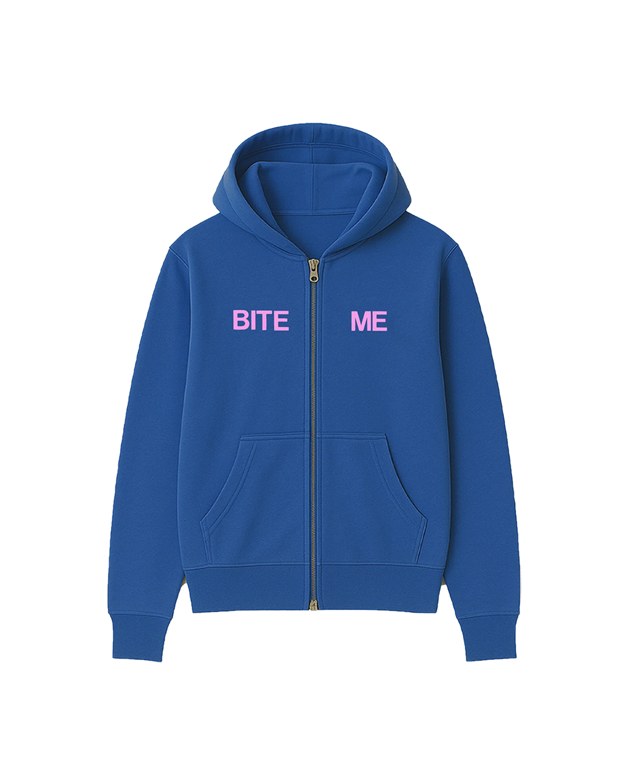 BLUE BITE ME ZIP HOODIE