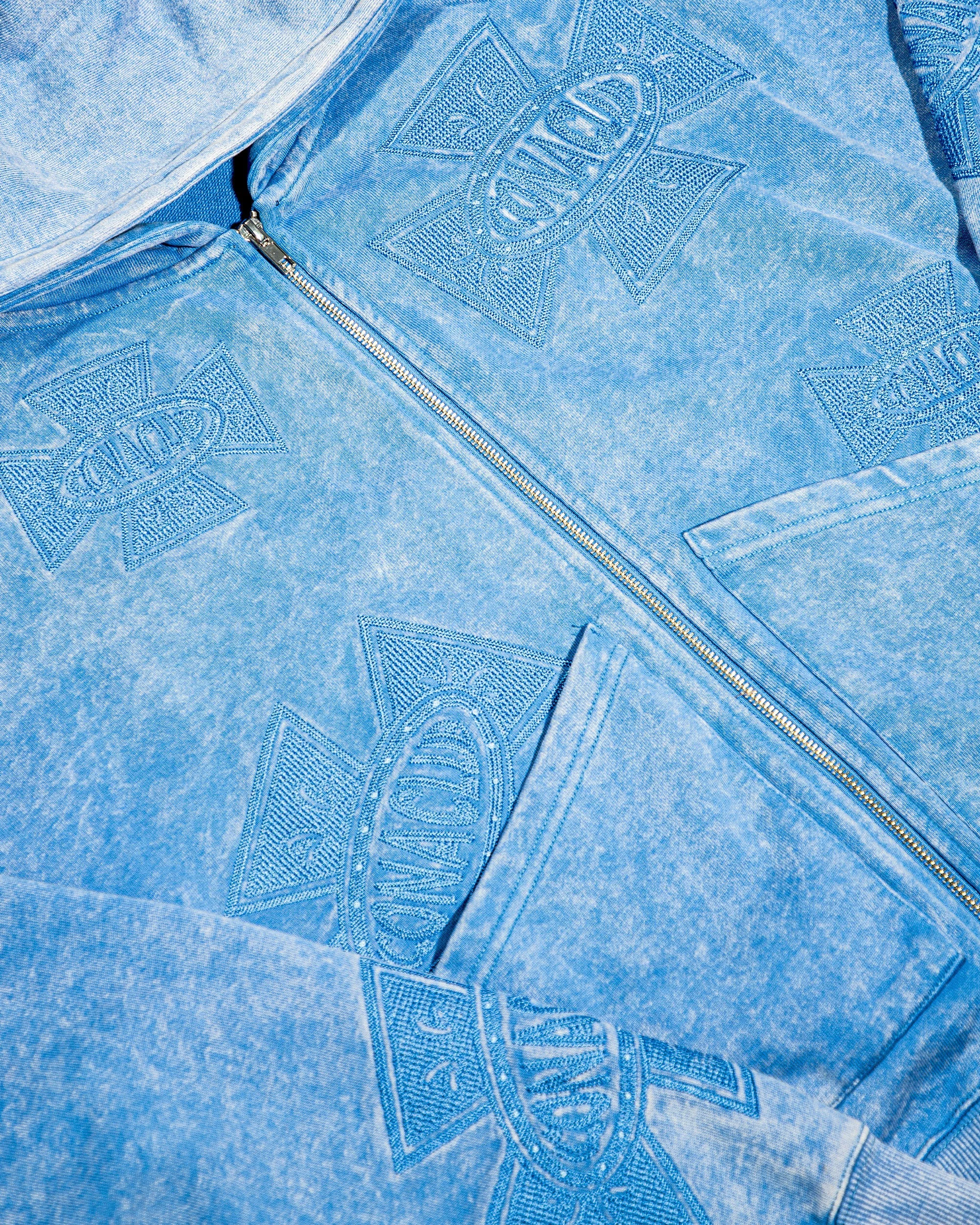 Blue Faded Logo Zip Up - Image 3