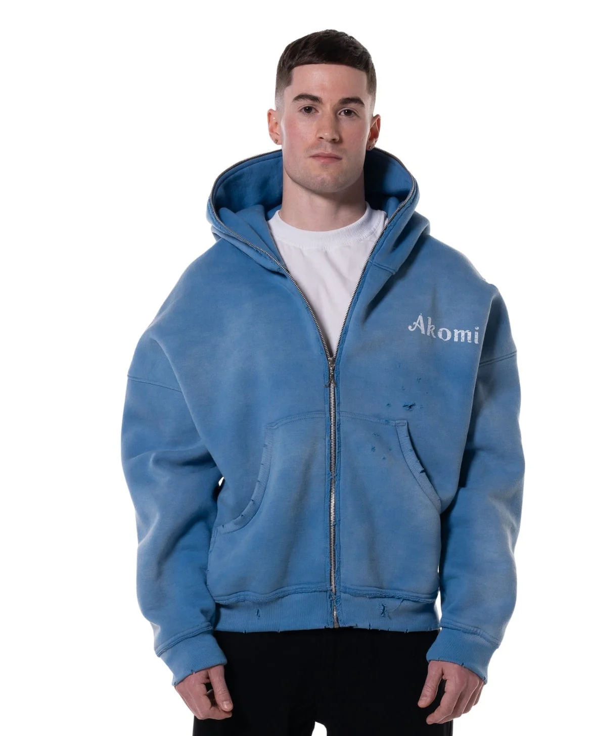 BLUE "LODJA" DISTRESSED HOODIE