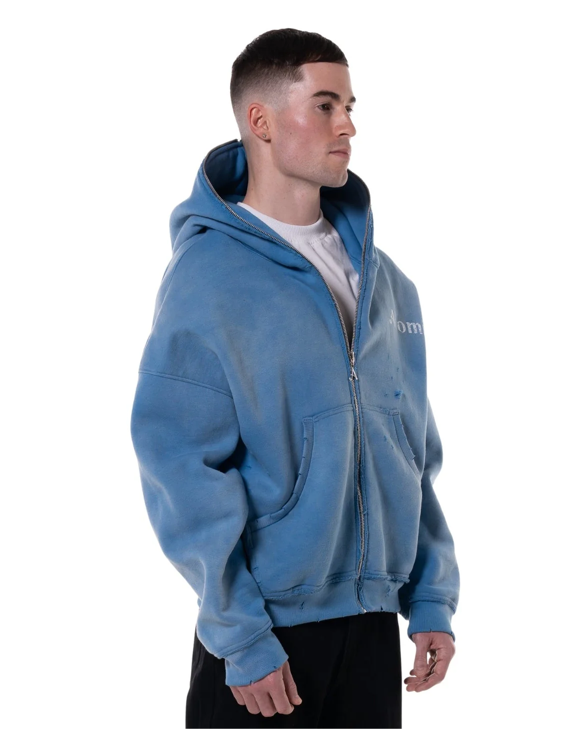 BLUE "LODJA" DISTRESSED HOODIE - Image 2