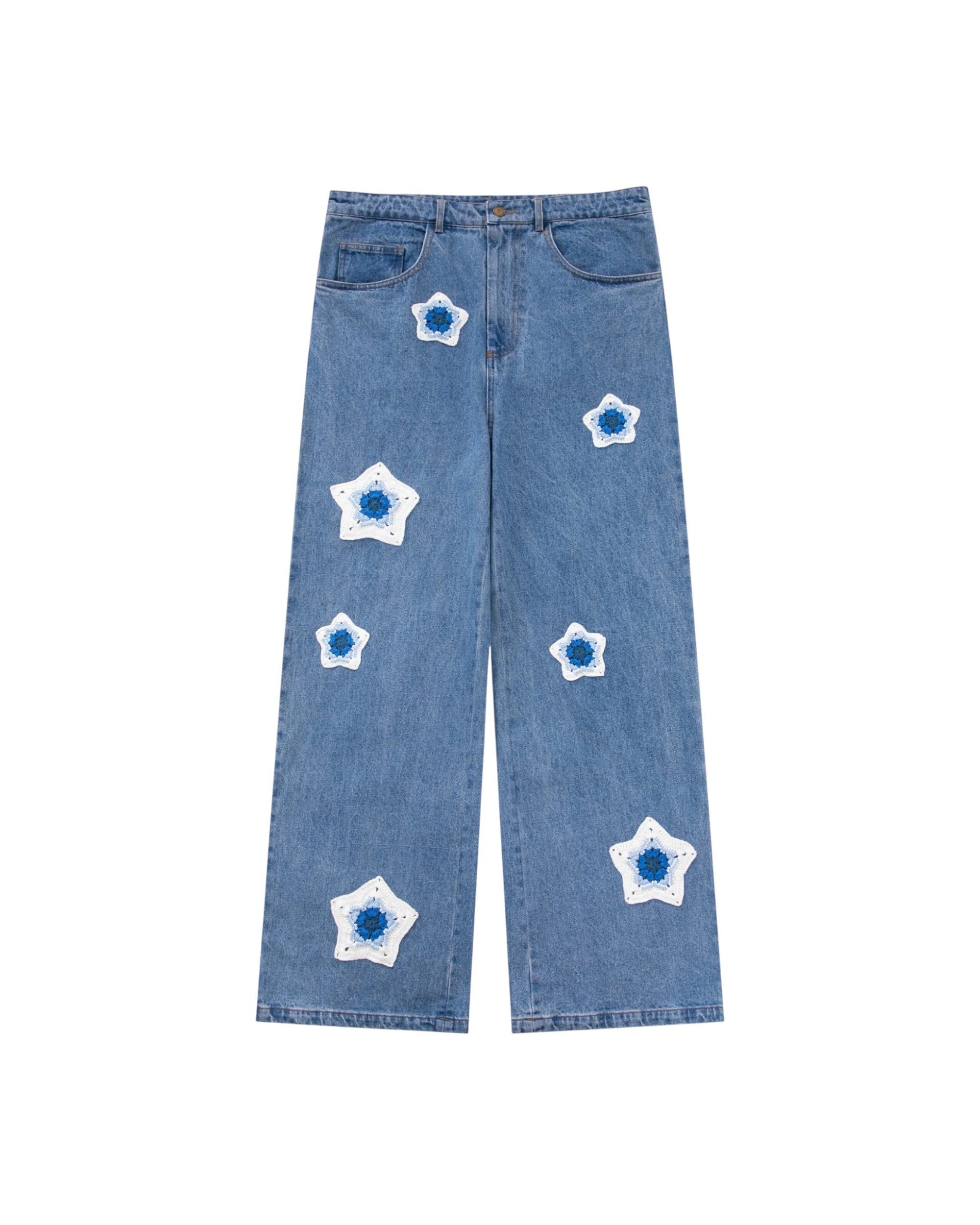 Blue Star Crochet Patch Denim - Image 2