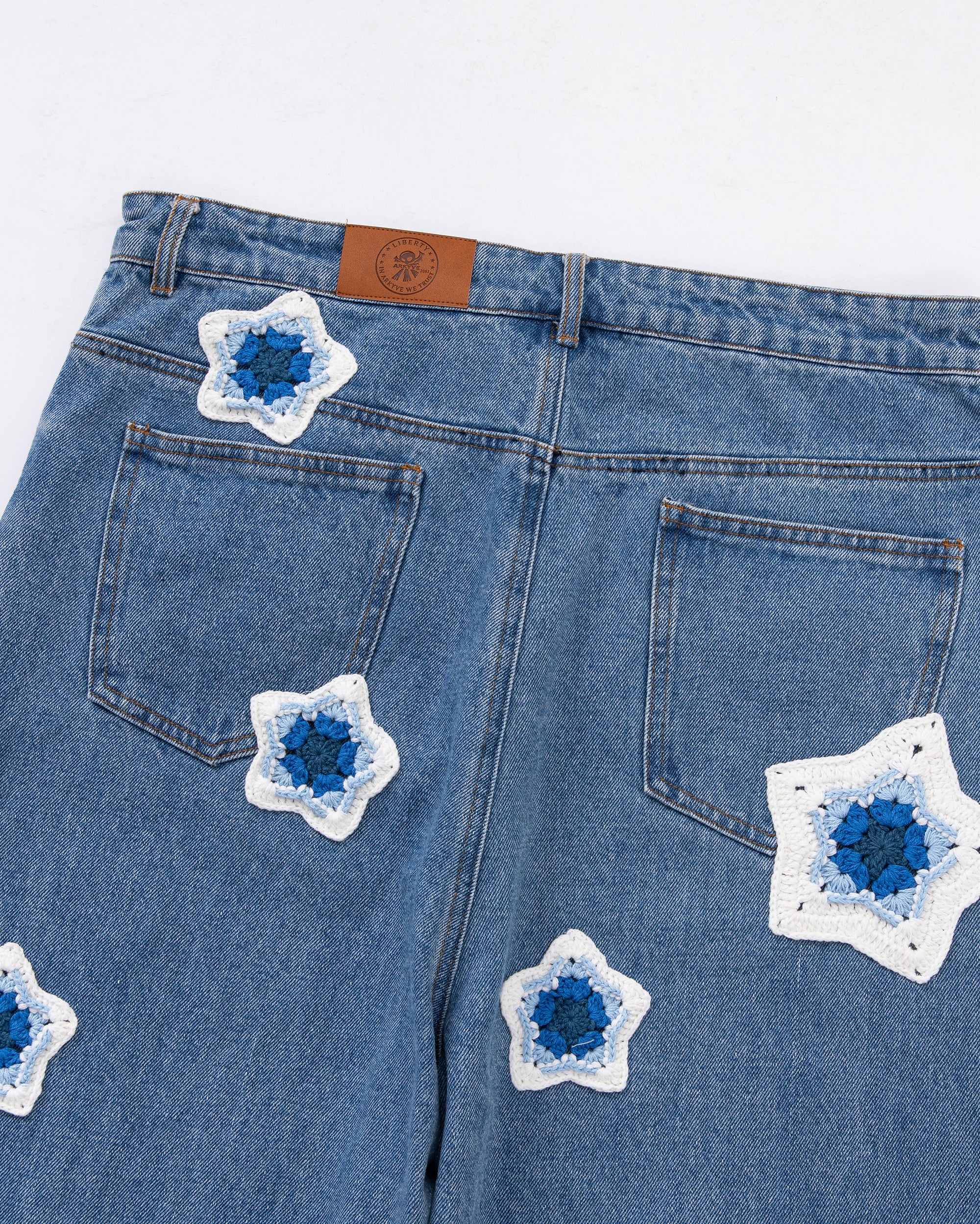 Blue Star Crochet Patch Denim - Image 4