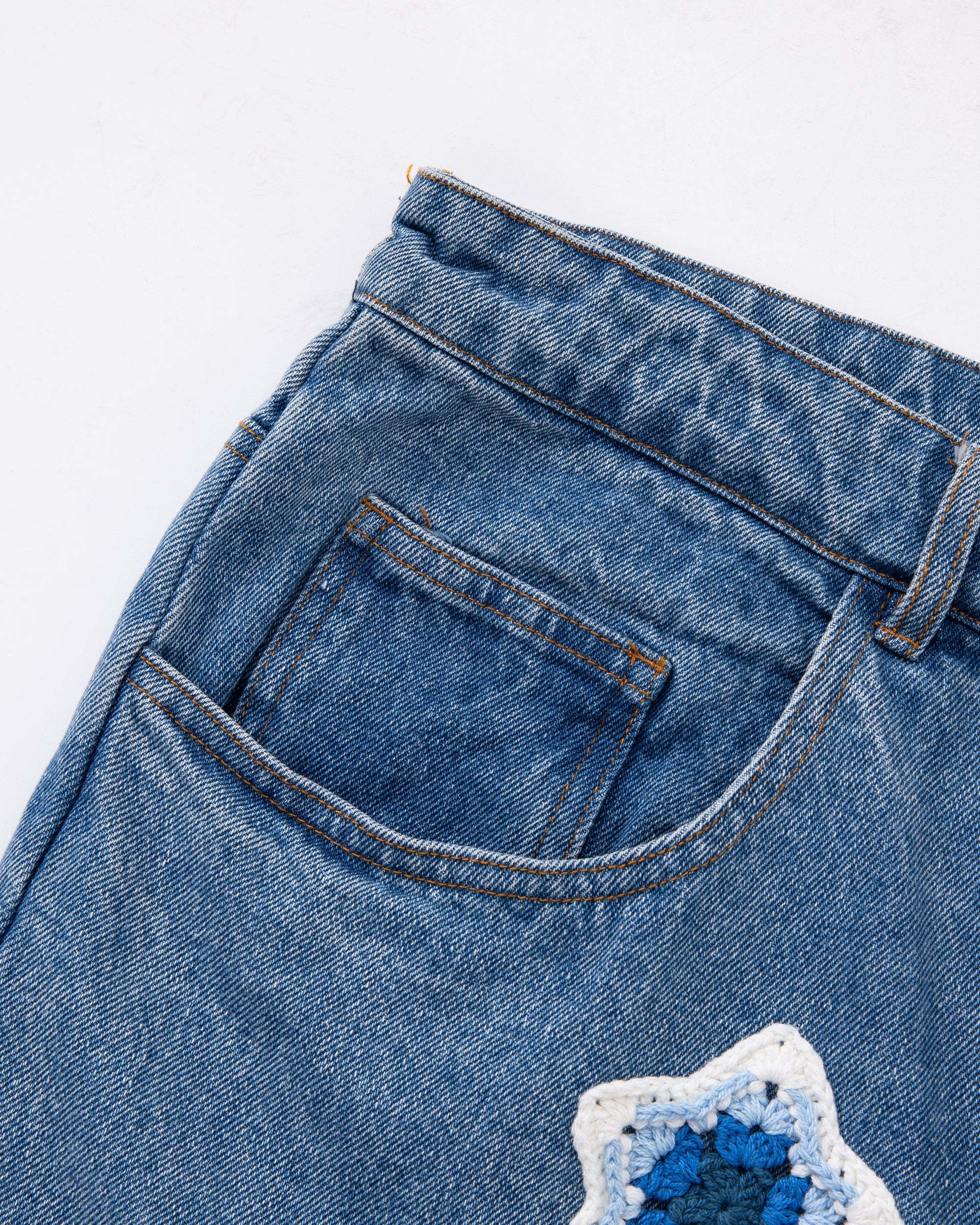 Blue Star Crochet Patch Denim - Image 5
