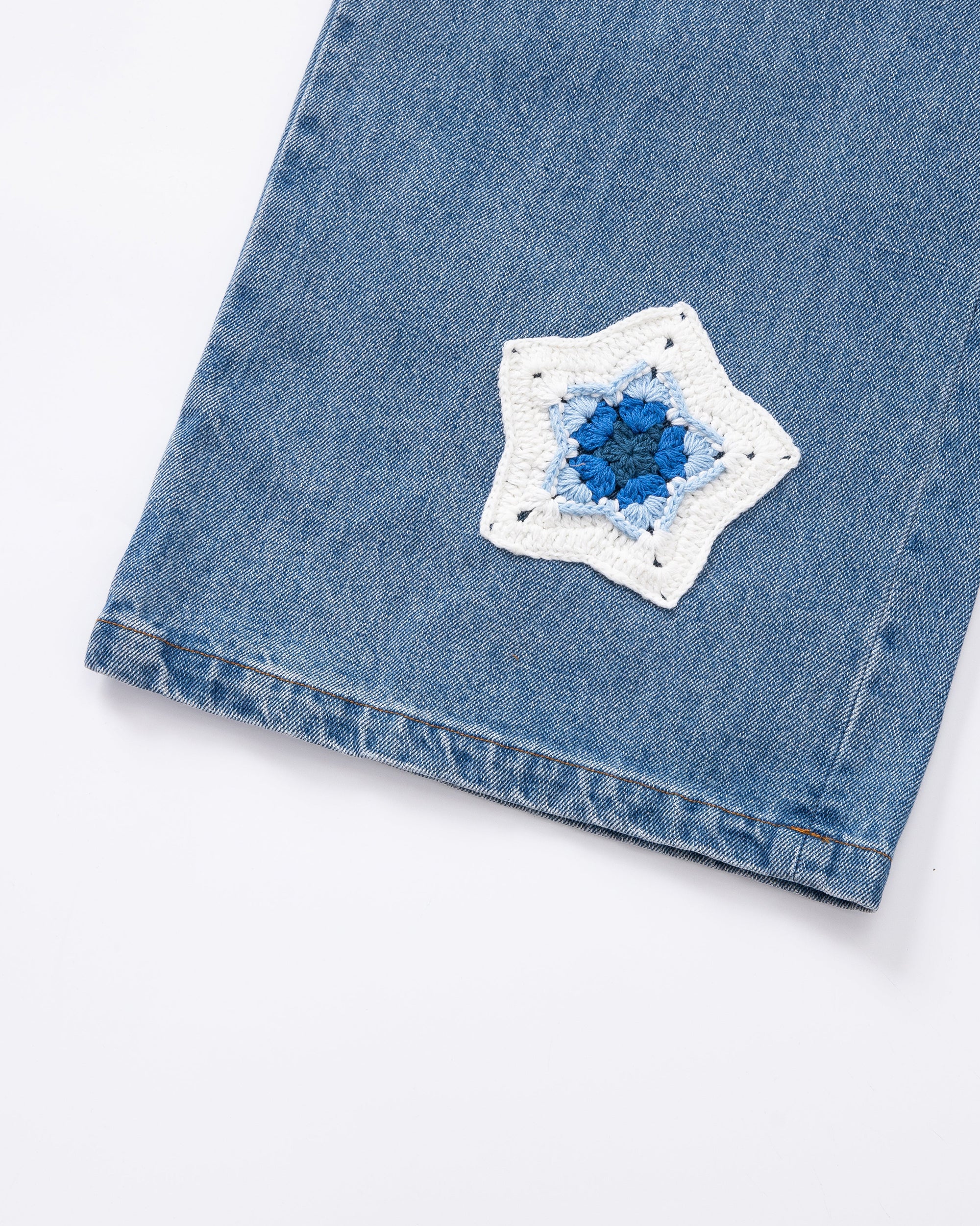 Blue Star Crochet Patch Denim - Image 6