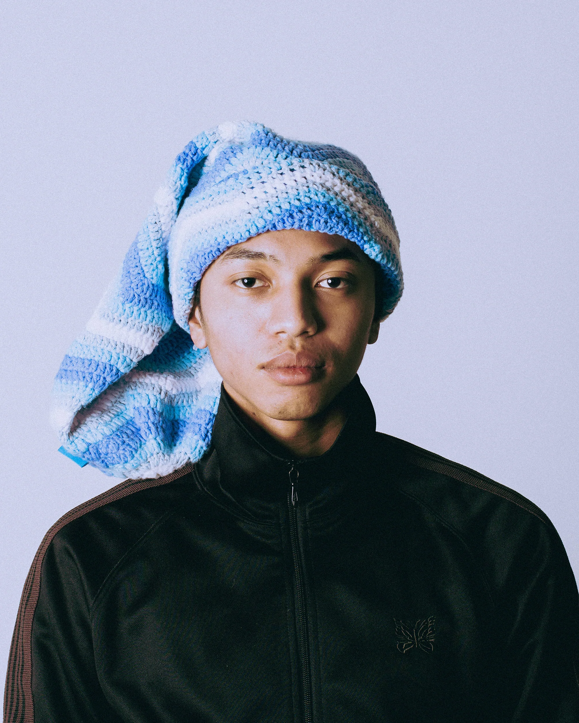 Blue Wave Crochet Sock Hat - Image 3