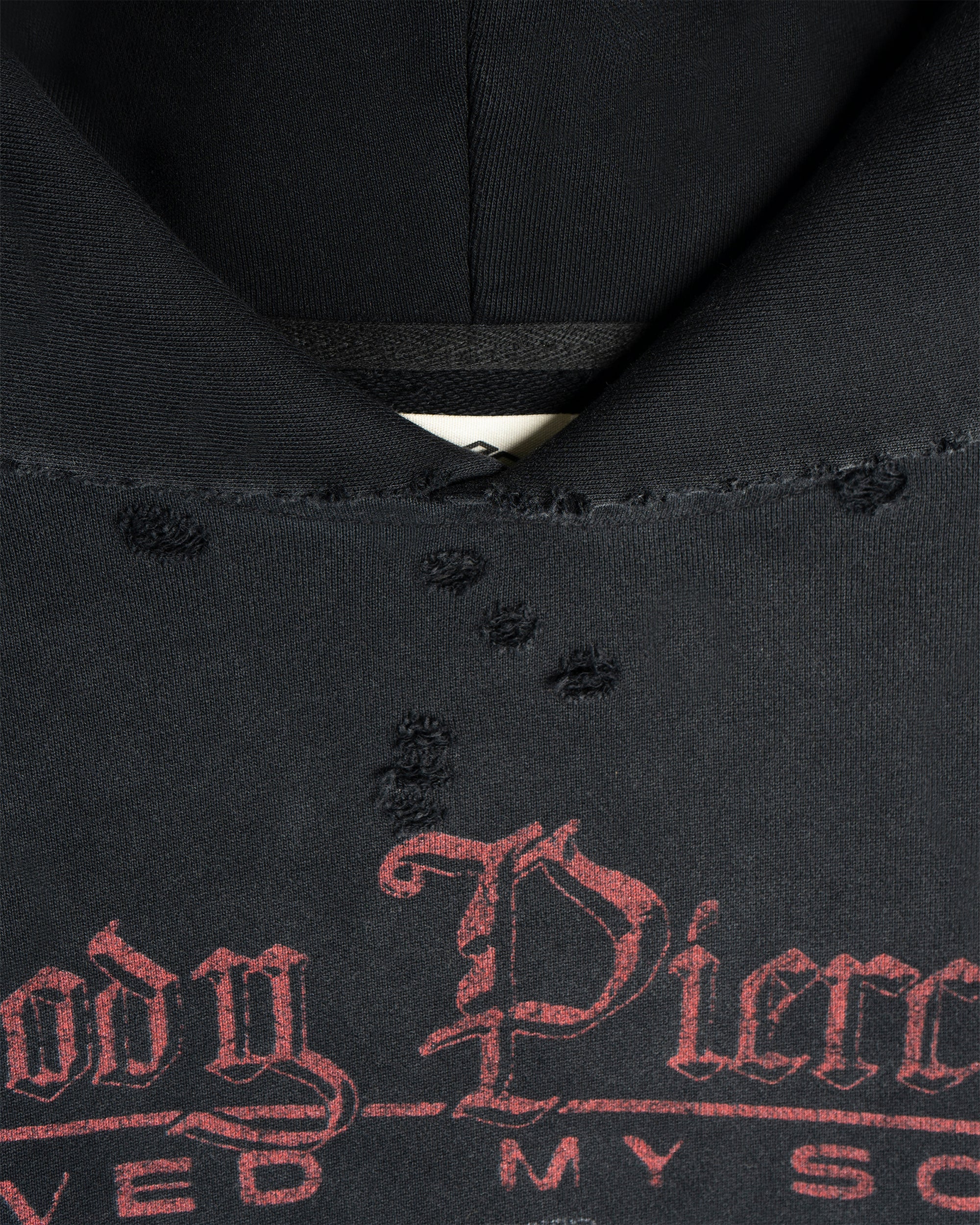 "BODY PIERCING" DISTRESSED HOODIE - Image 4