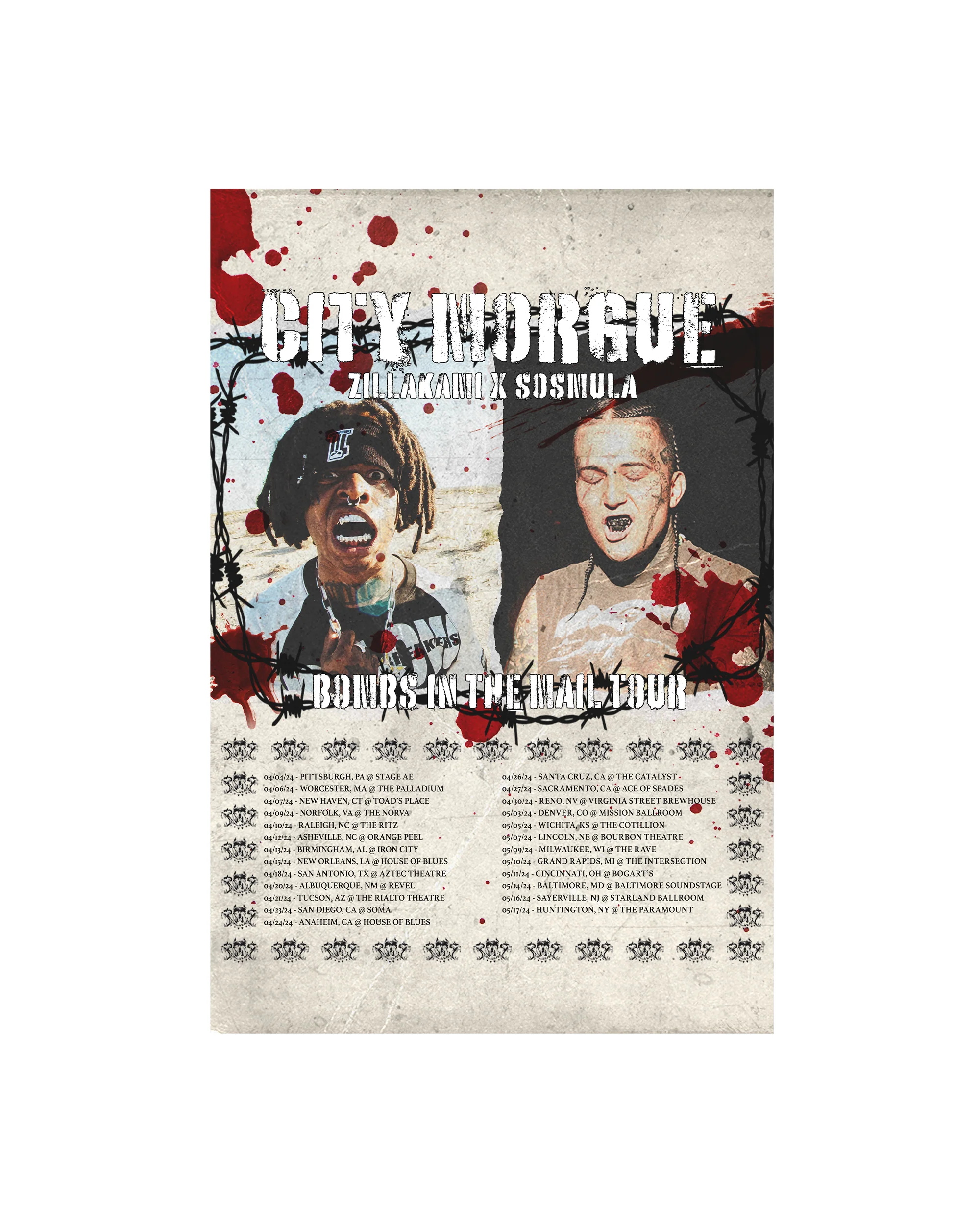 BOMBS IN THE MAIL TOUR POSTER
