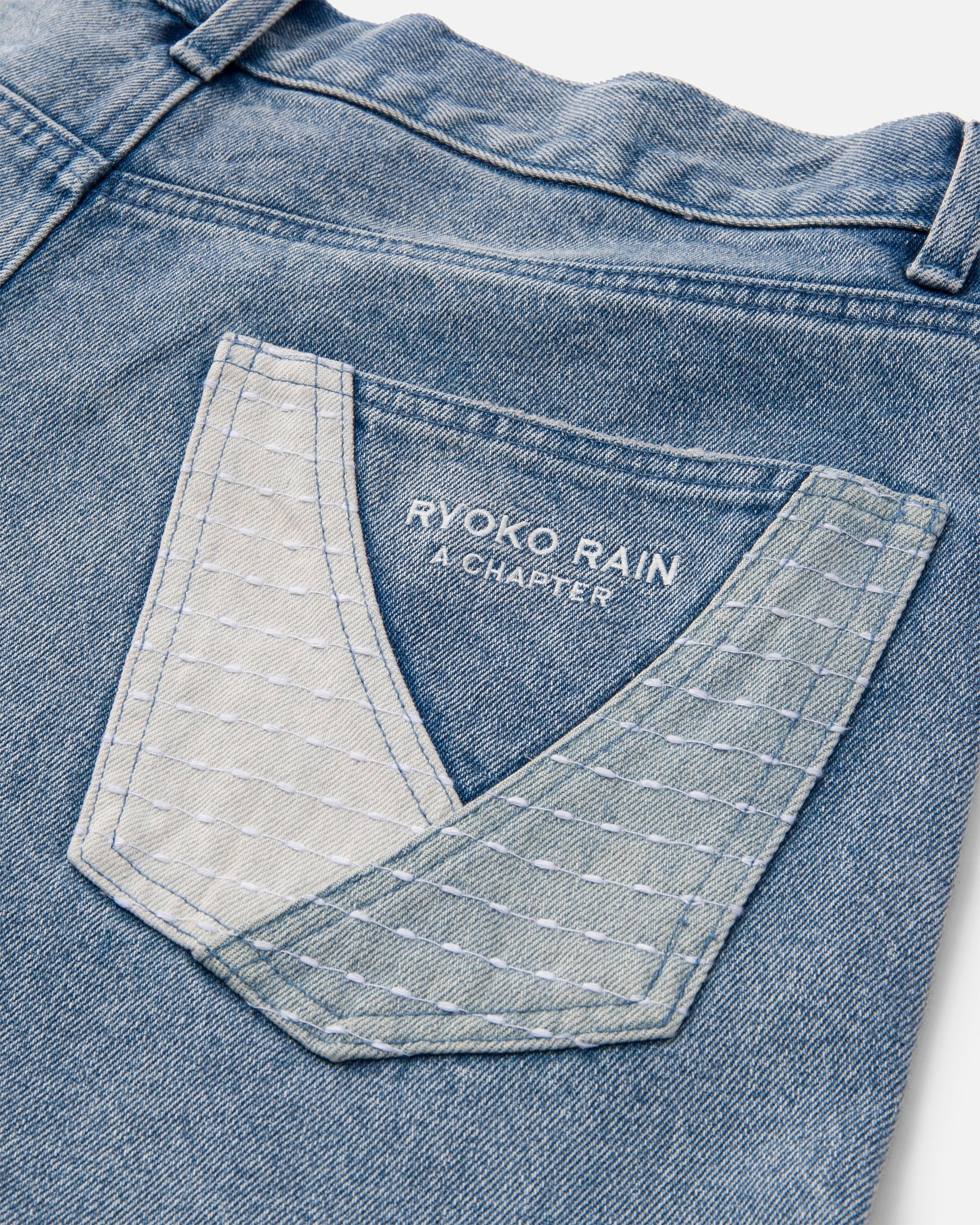 BORO POCKET DENIM JEANS - BLUE - Image 4