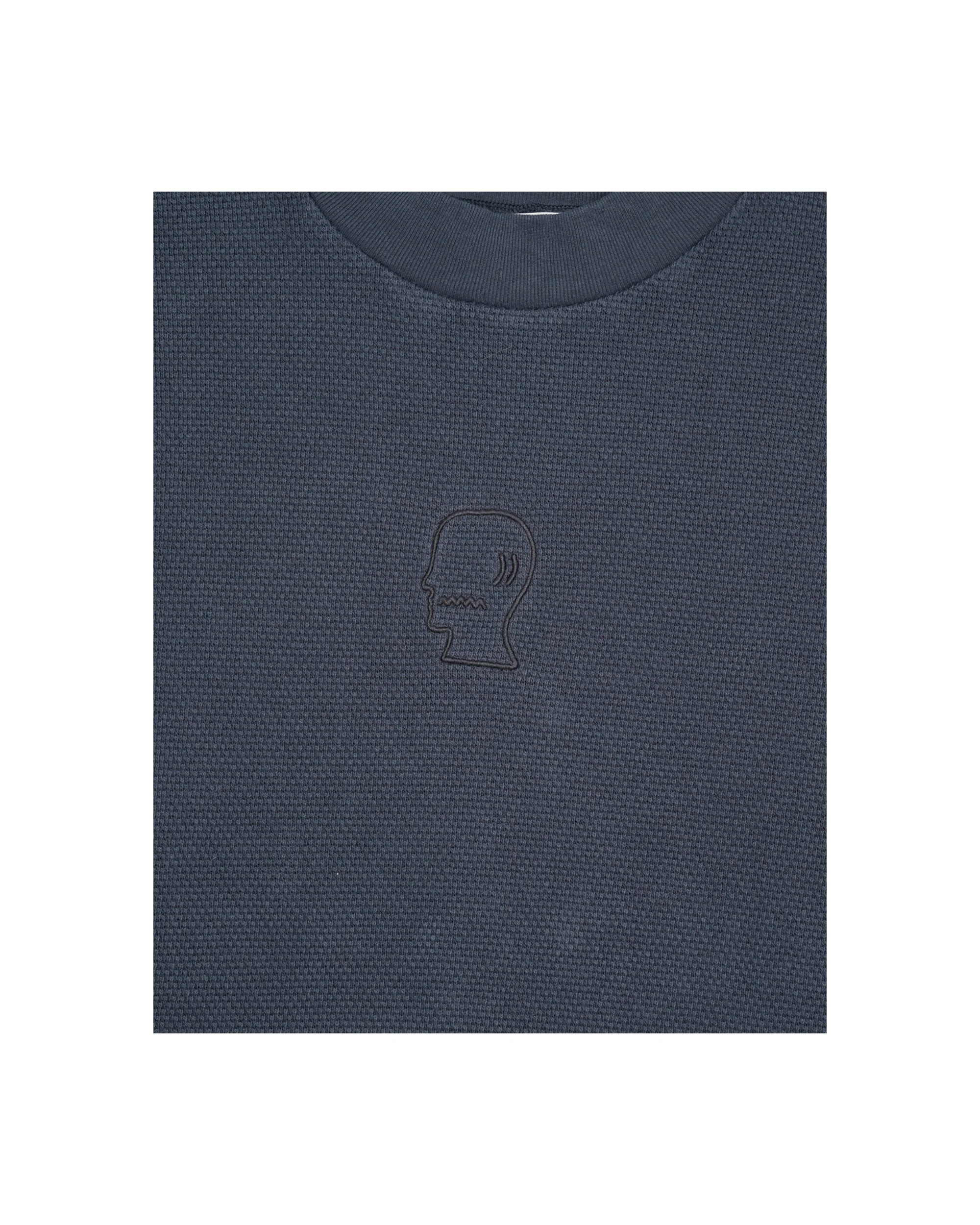 Boxy Thermal Mock Neck T-Shirt - Slate - Image 8