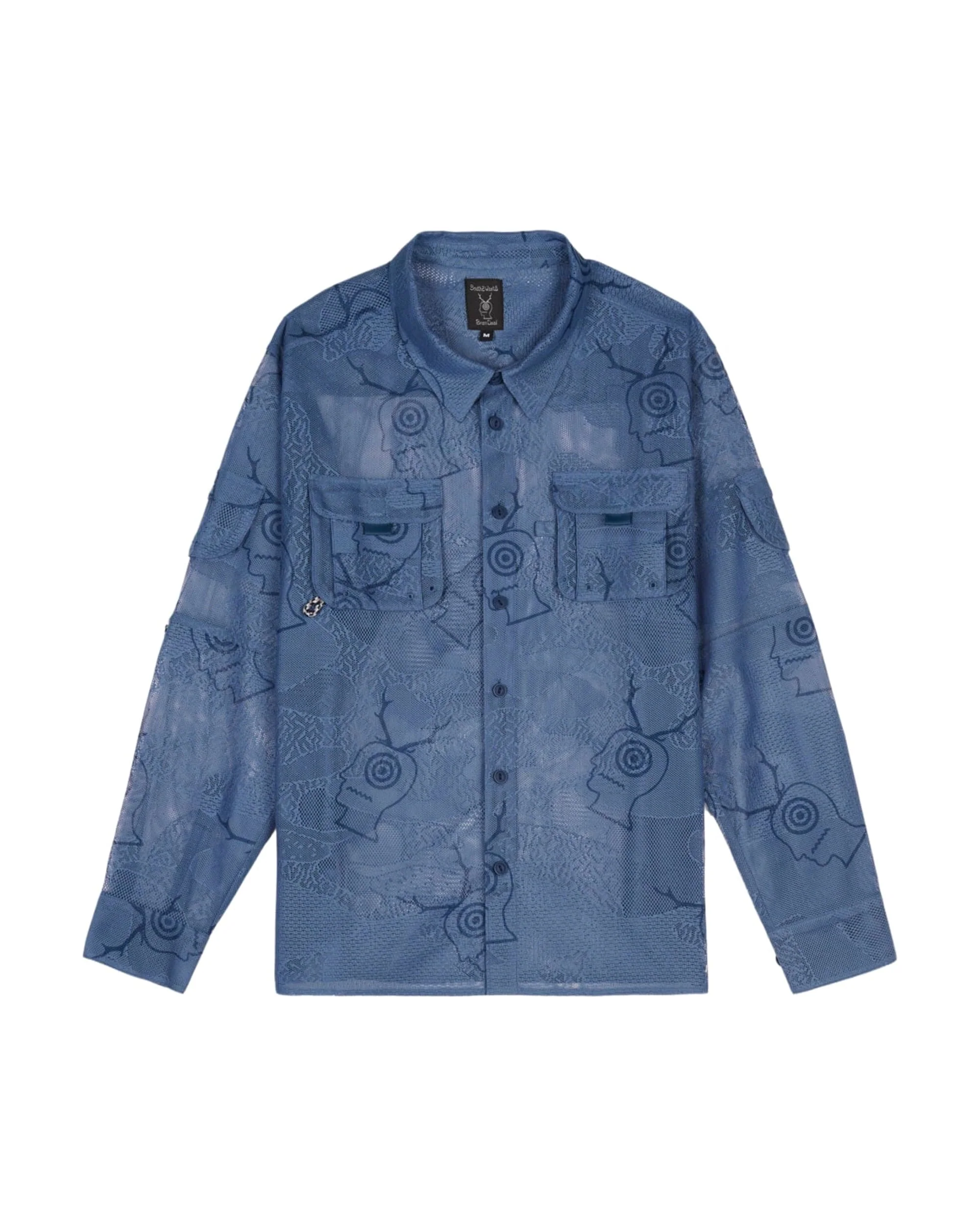 Brain Dead x South2 West8 Engineered Mesh Fishing Button Up Shirt - Slate