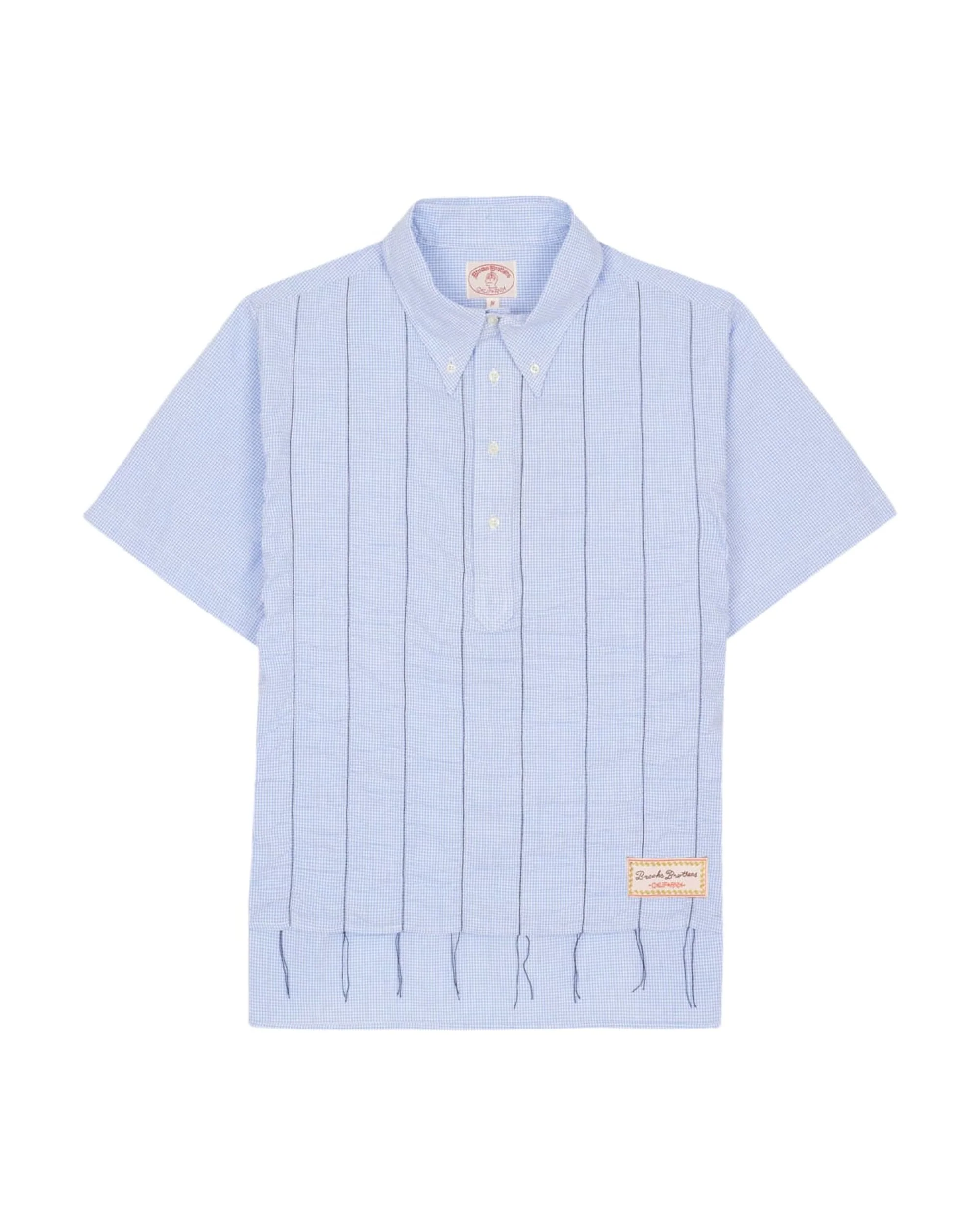Brooks Brothers California Puckered Short Sleeve Pullover Shirt - Light Blue