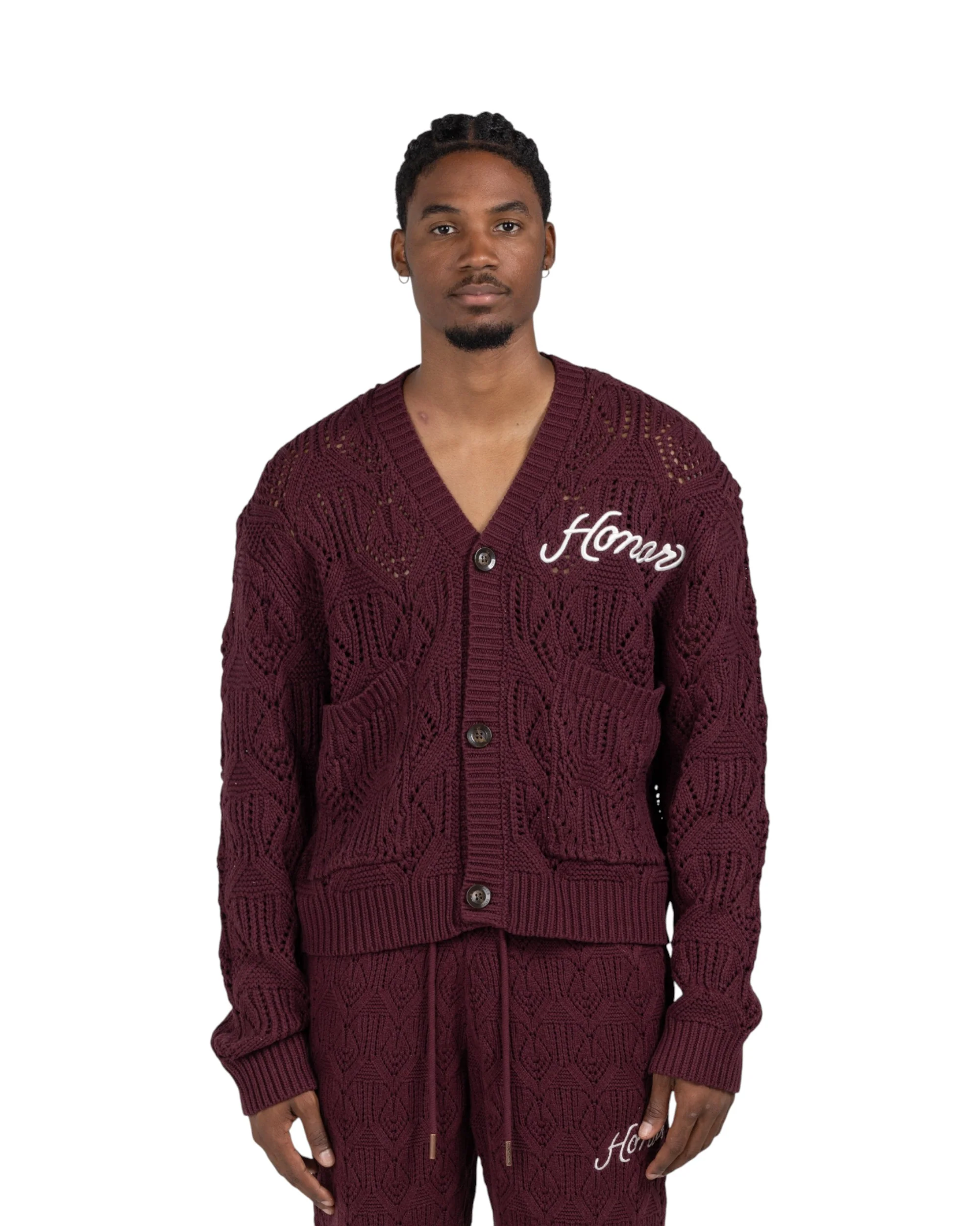 Cable Cardigan - Berry - Image 2