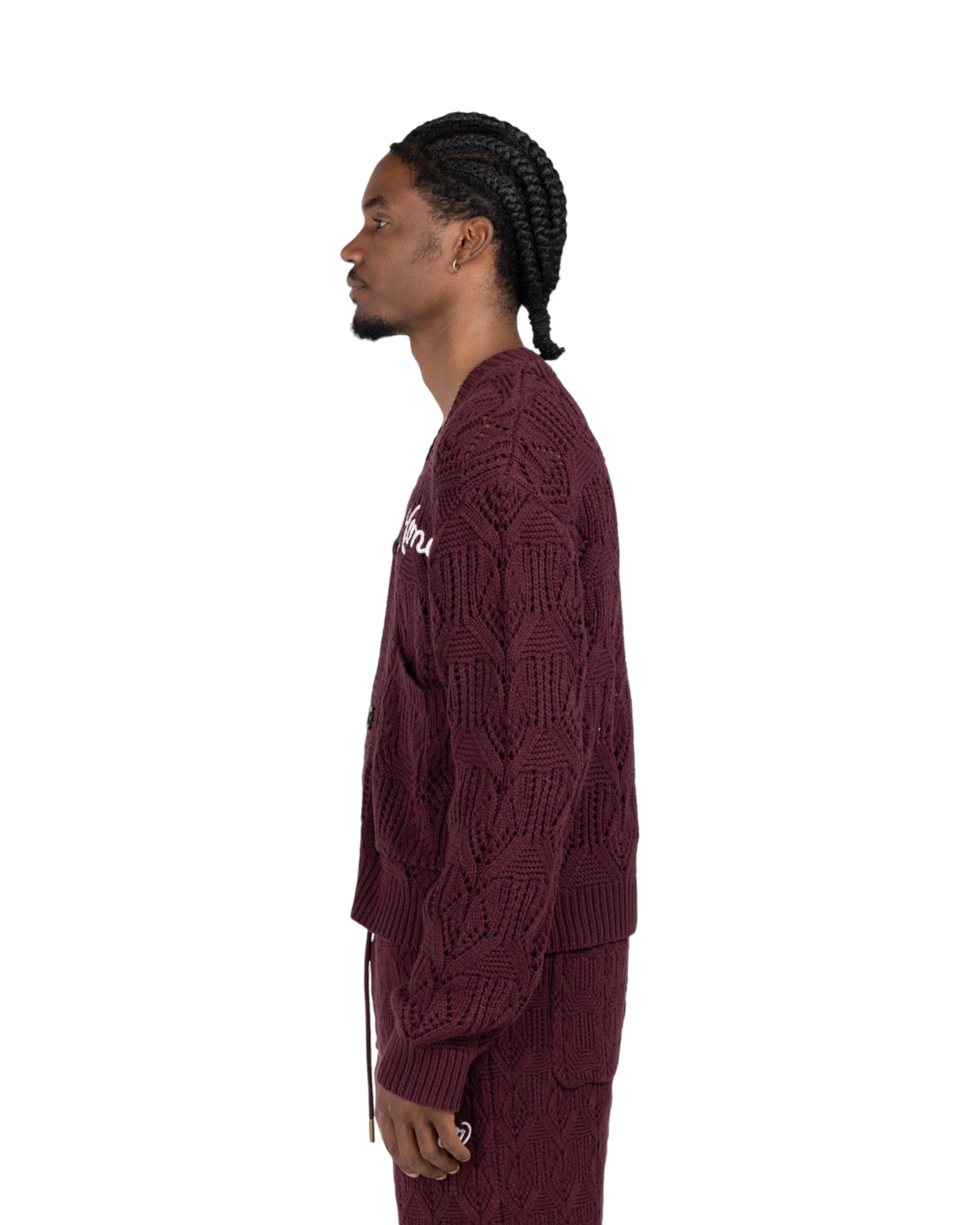 Cable Cardigan - Berry - Image 5