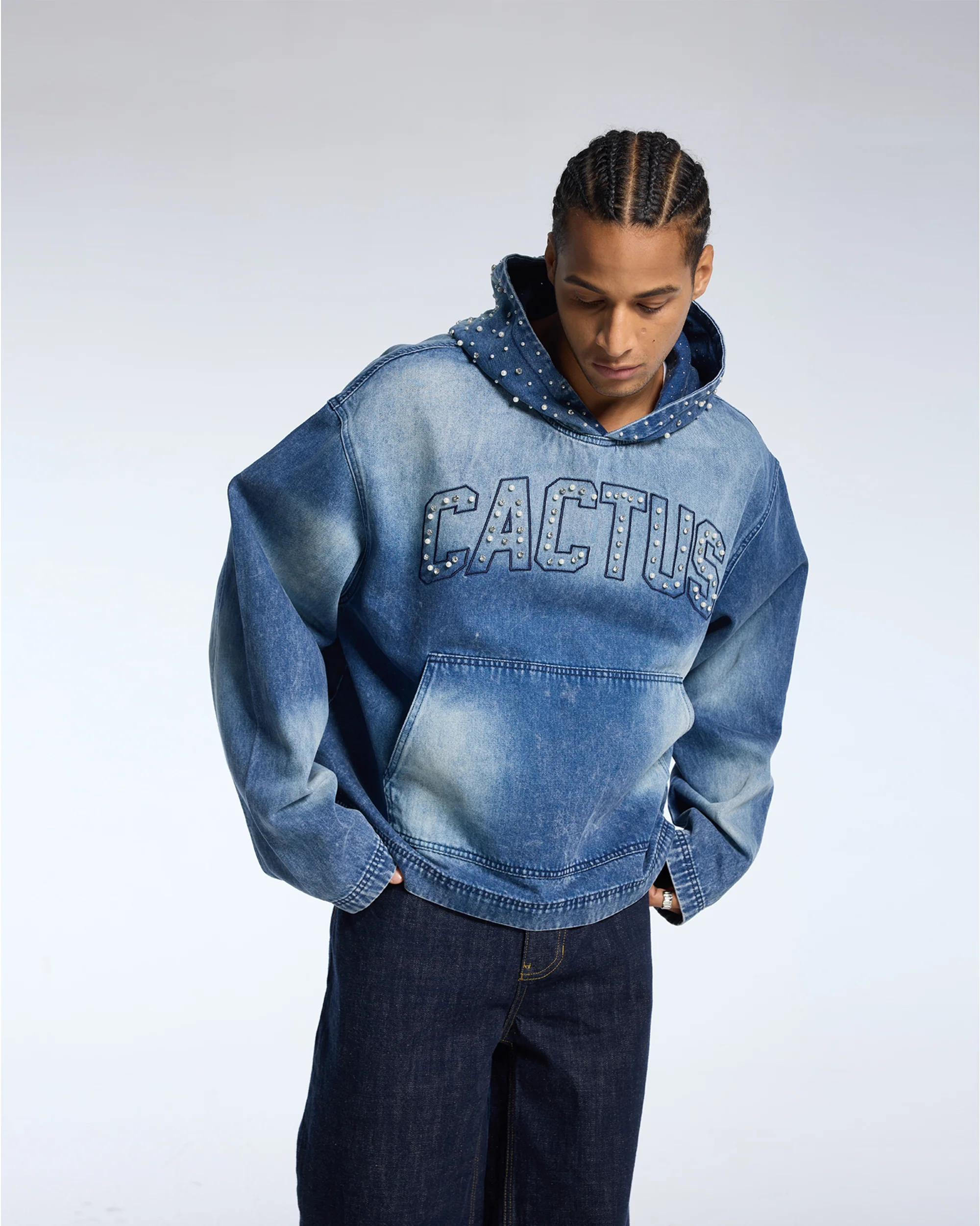 CACTUS CRYSTAL DENIM HOODIE - Image 5