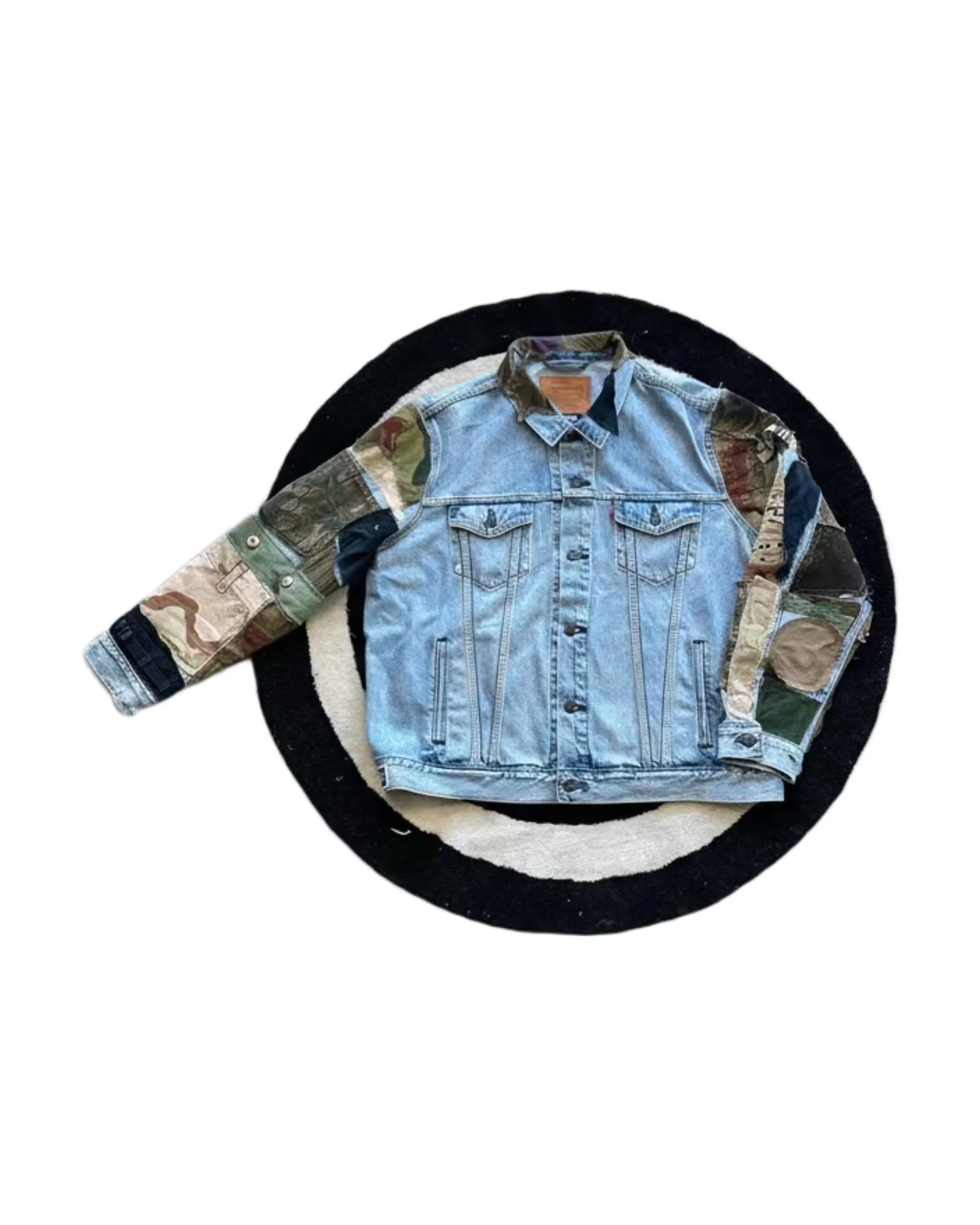Camo Patchwork Detail Denim Jacket - Image 4